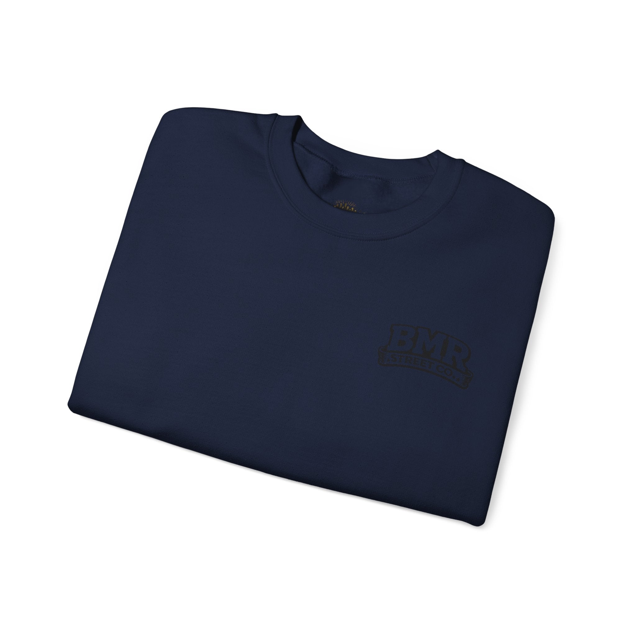 BMR Vintage Crest Crewneck Sweatshirt — White Casual Logo Pullover