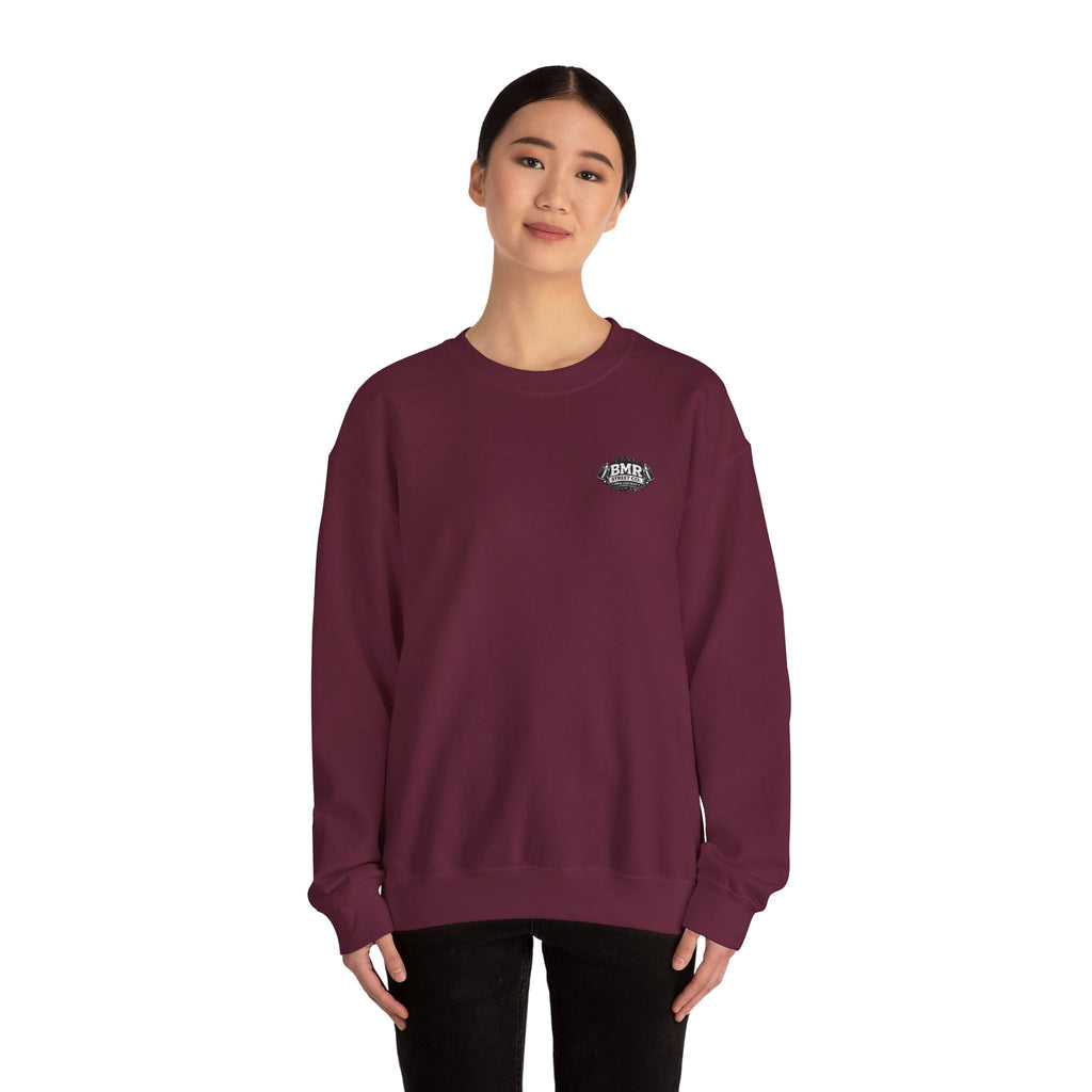 Crewneck Sweatshirt — Minimal 'BMK' Badge Chest Logo, Casual Unisex Pullover