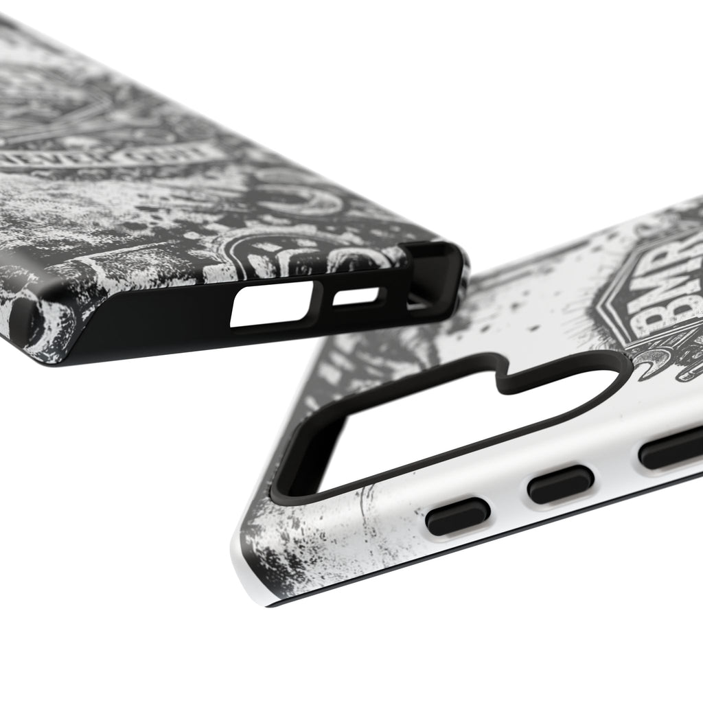 BMR Street Co. 'Never Quit' Tough Phone Case — Industrial Motorcycle Grunge Design