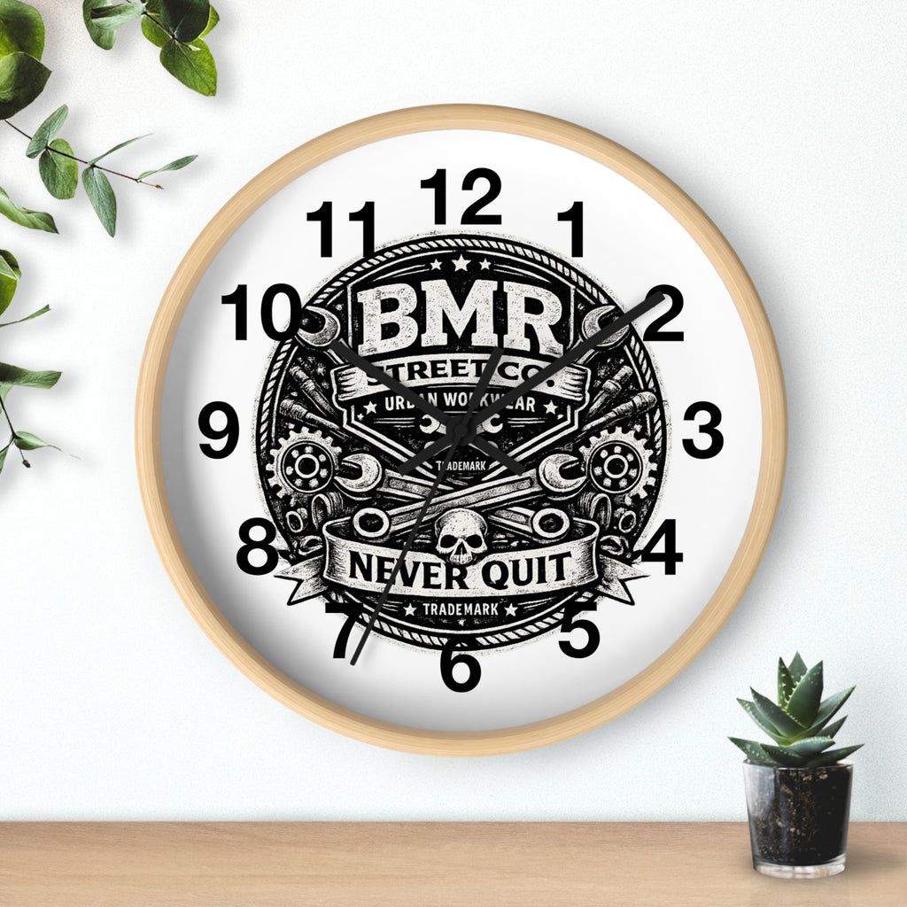 Never Quit Wall Clock — BMR Street Co. Skull & Wrench Garage Decor