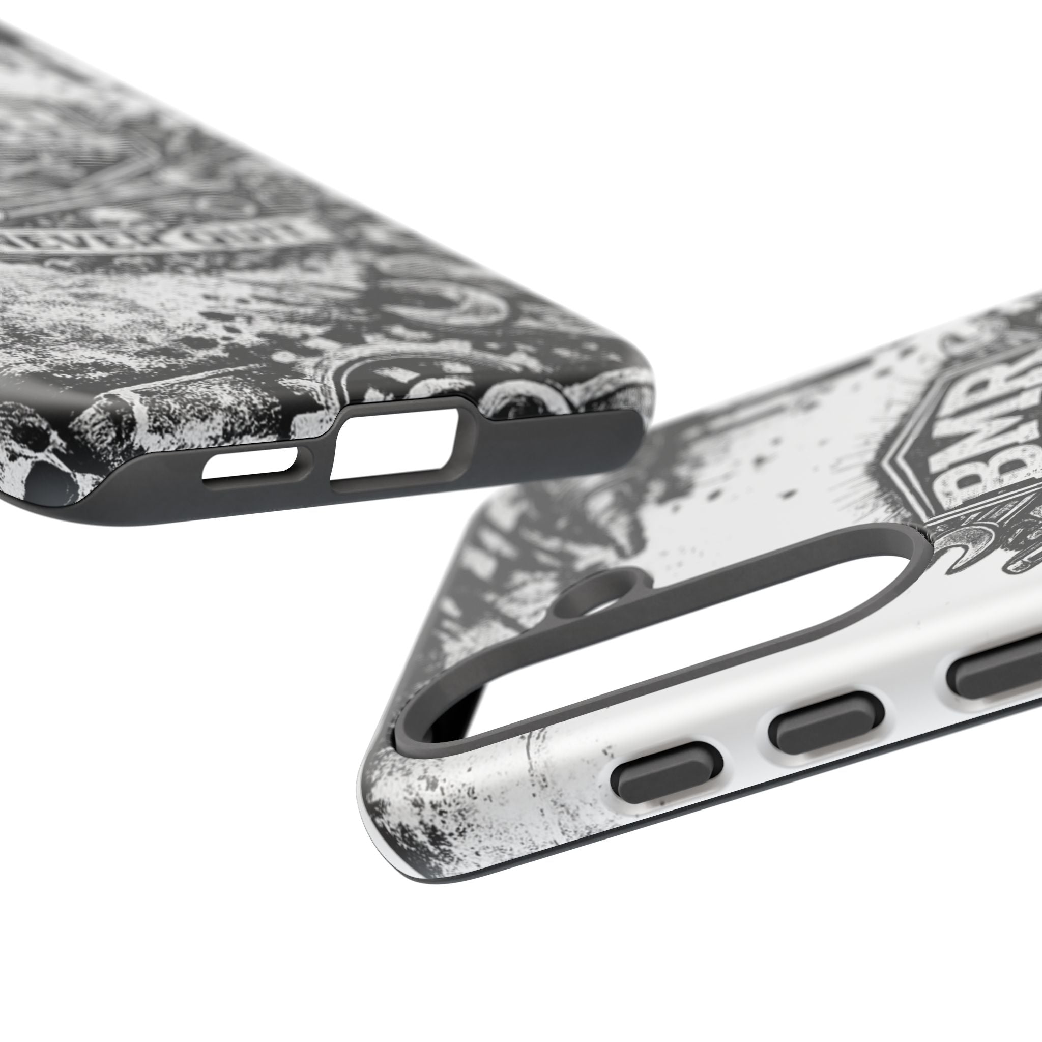 BMR Street Co. 'Never Quit' Tough Phone Case — Industrial Motorcycle Grunge Design