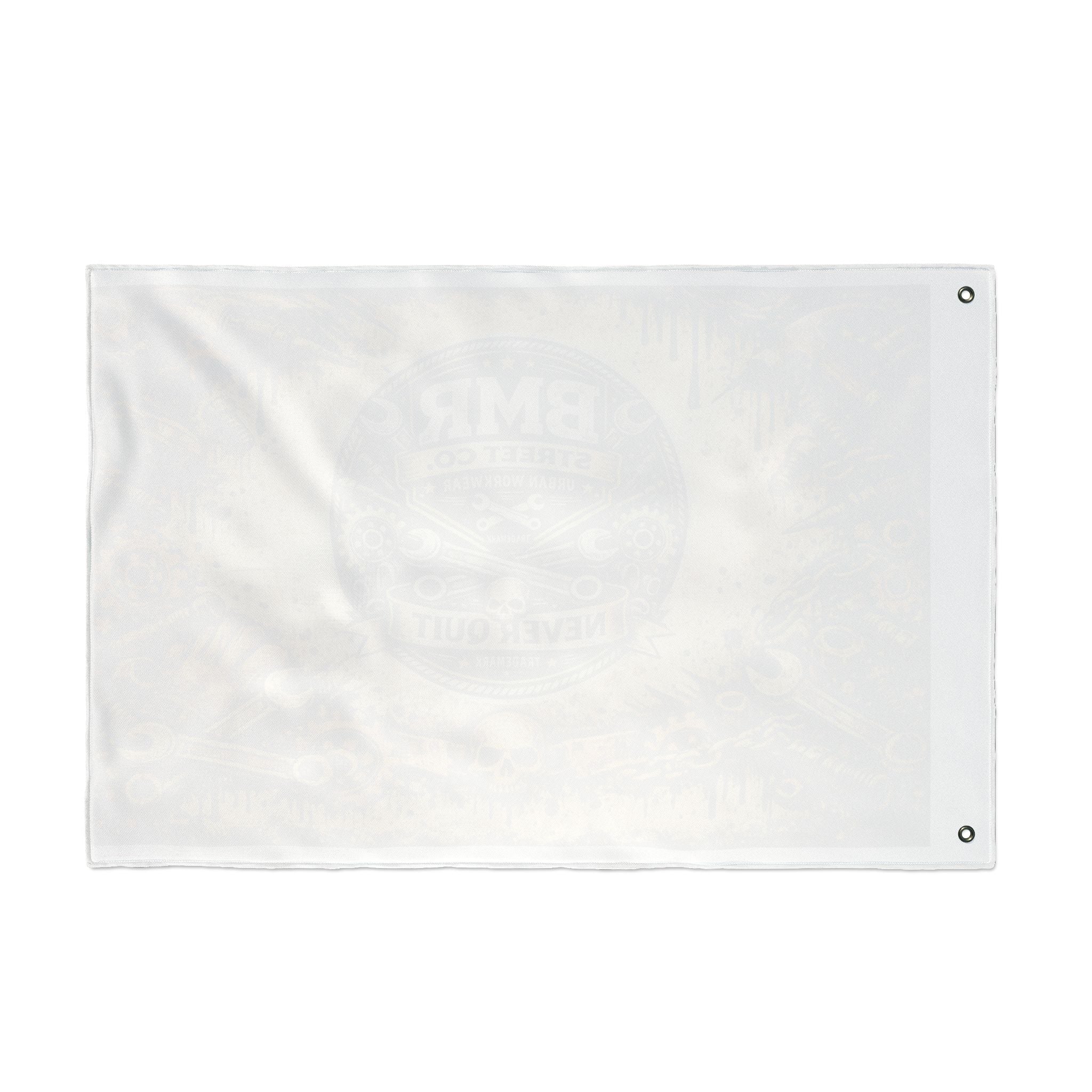 BMR Street Co. Vintage Motorcycle Skull Flag — Double-Sided Garage Banner