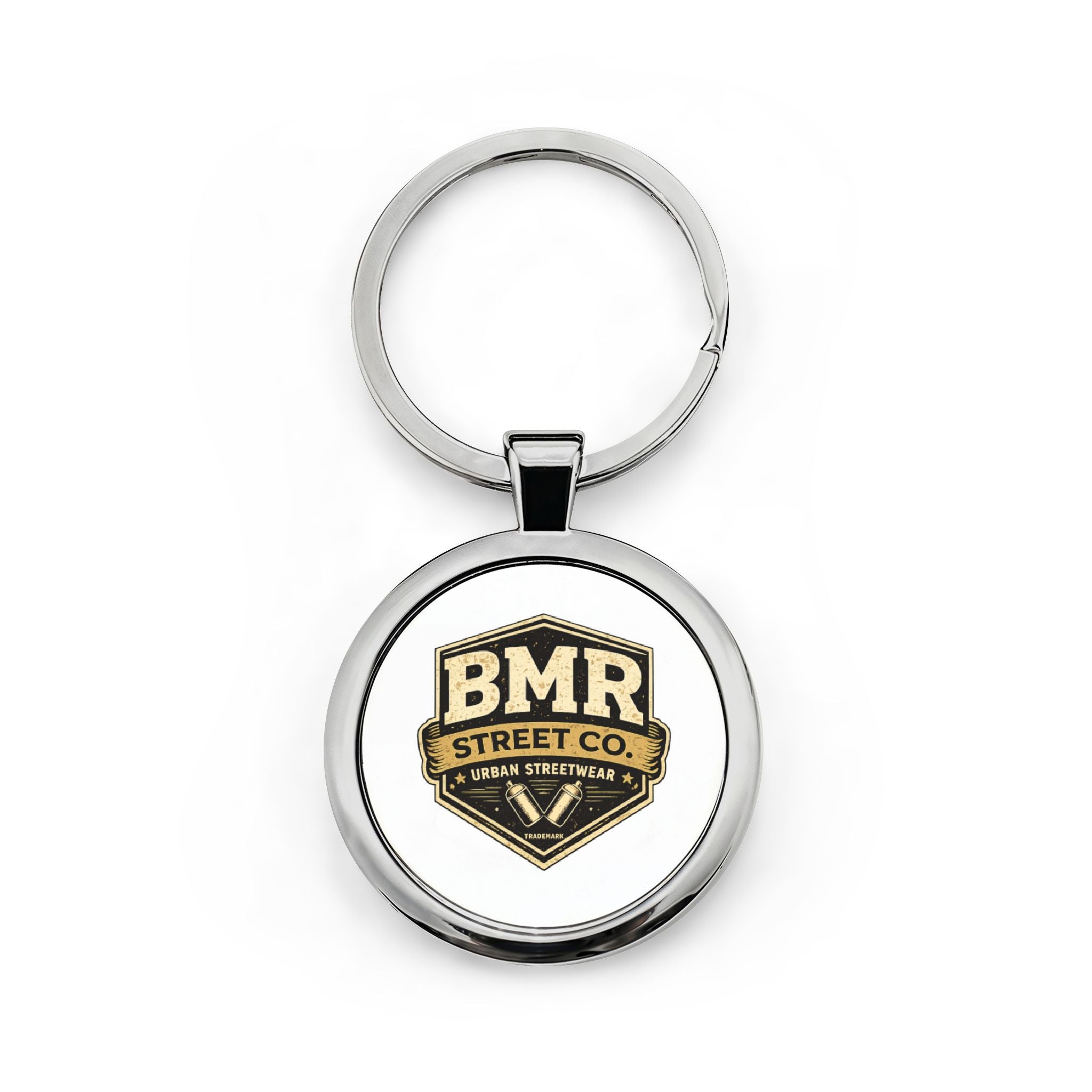 BMR Street Co. Logo Round Stainless Steel Keychain — Urban Vintage Badge Keyring