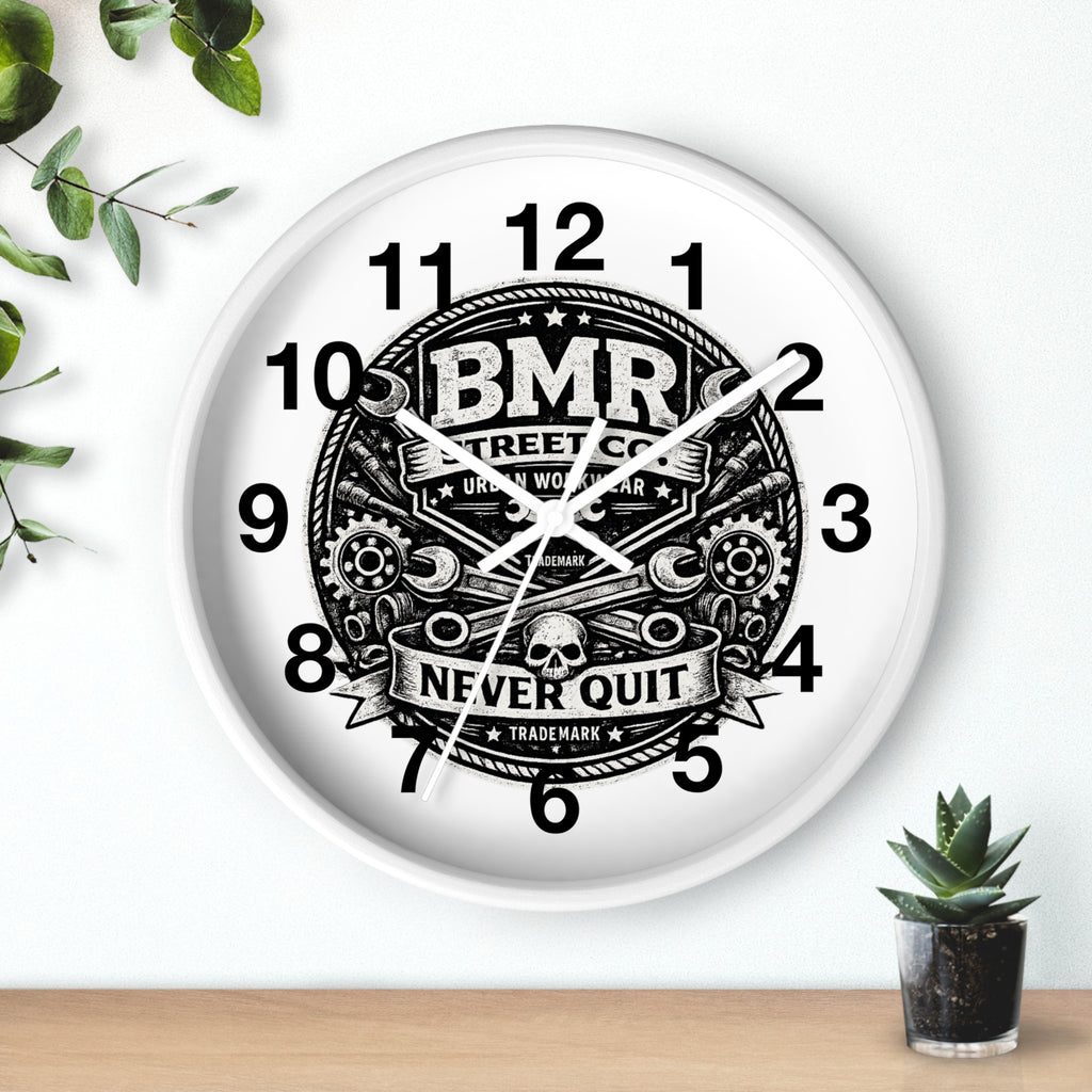 Never Quit Wall Clock — BMR Street Co. Skull & Wrench Garage Decor