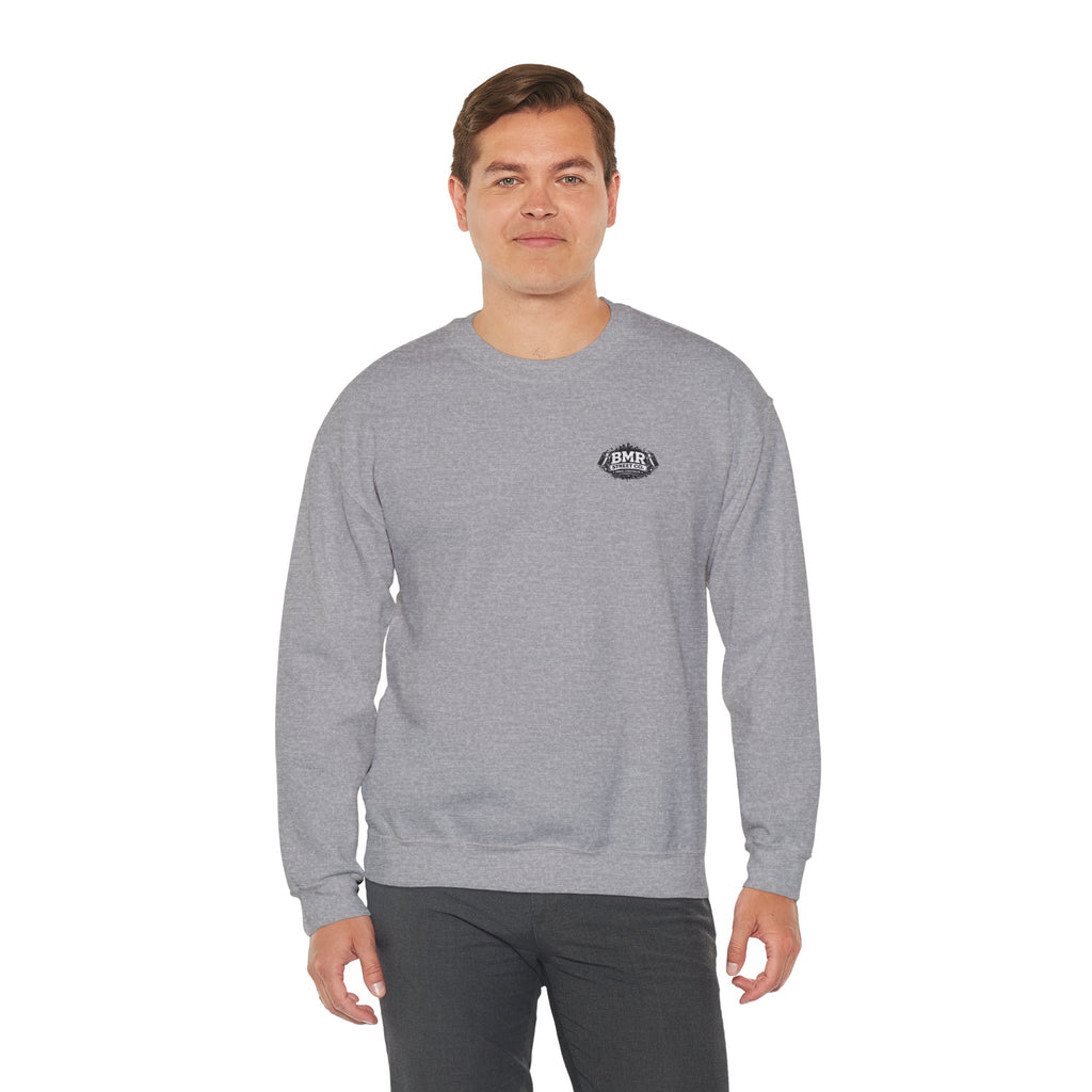 Crewneck Sweatshirt — Minimal 'BMK' Badge Chest Logo, Casual Unisex Pullover