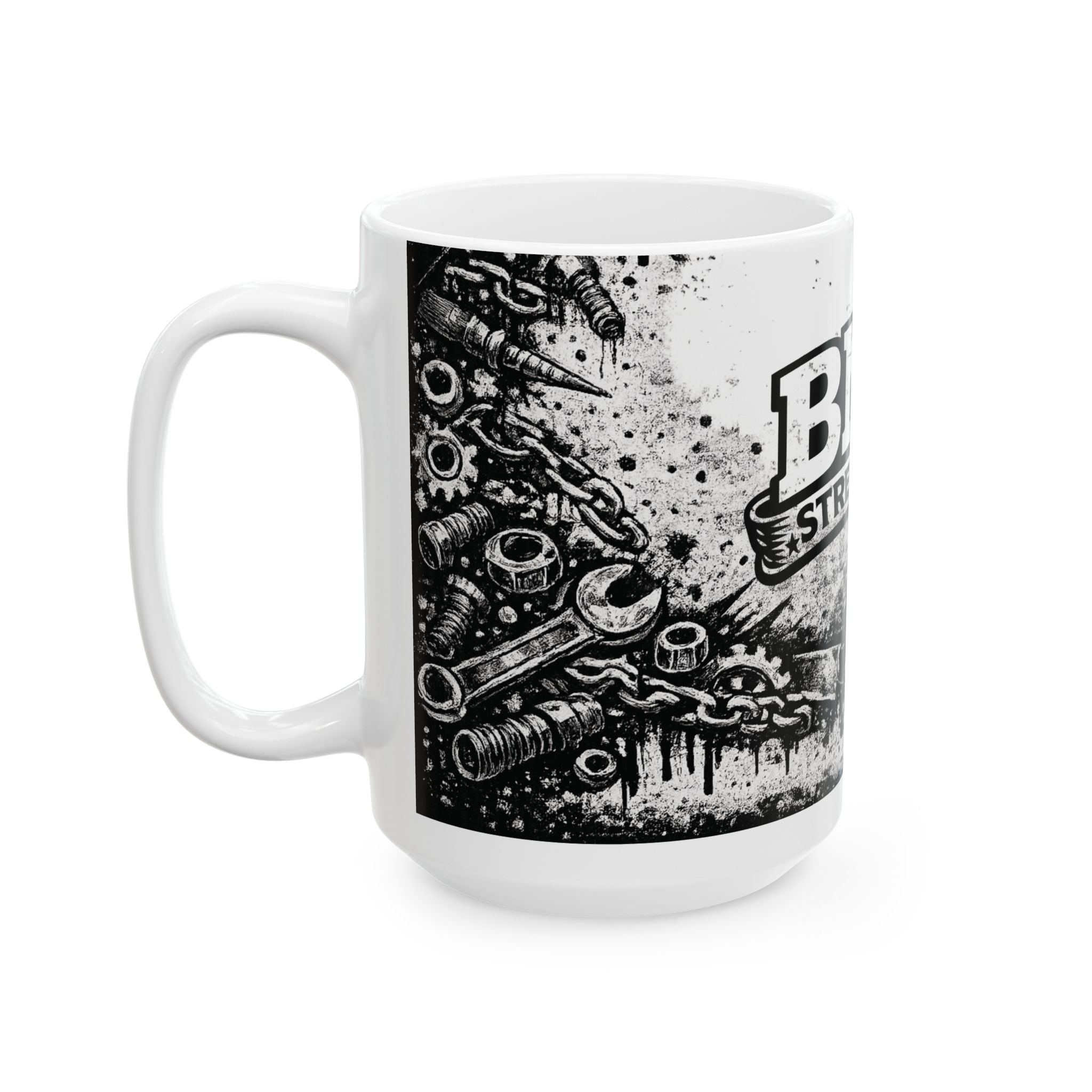 BMR Street Co. Skull Mug — Gothic Motorcycle Gear Ceramic Coffee Cup (11oz/15oz)
