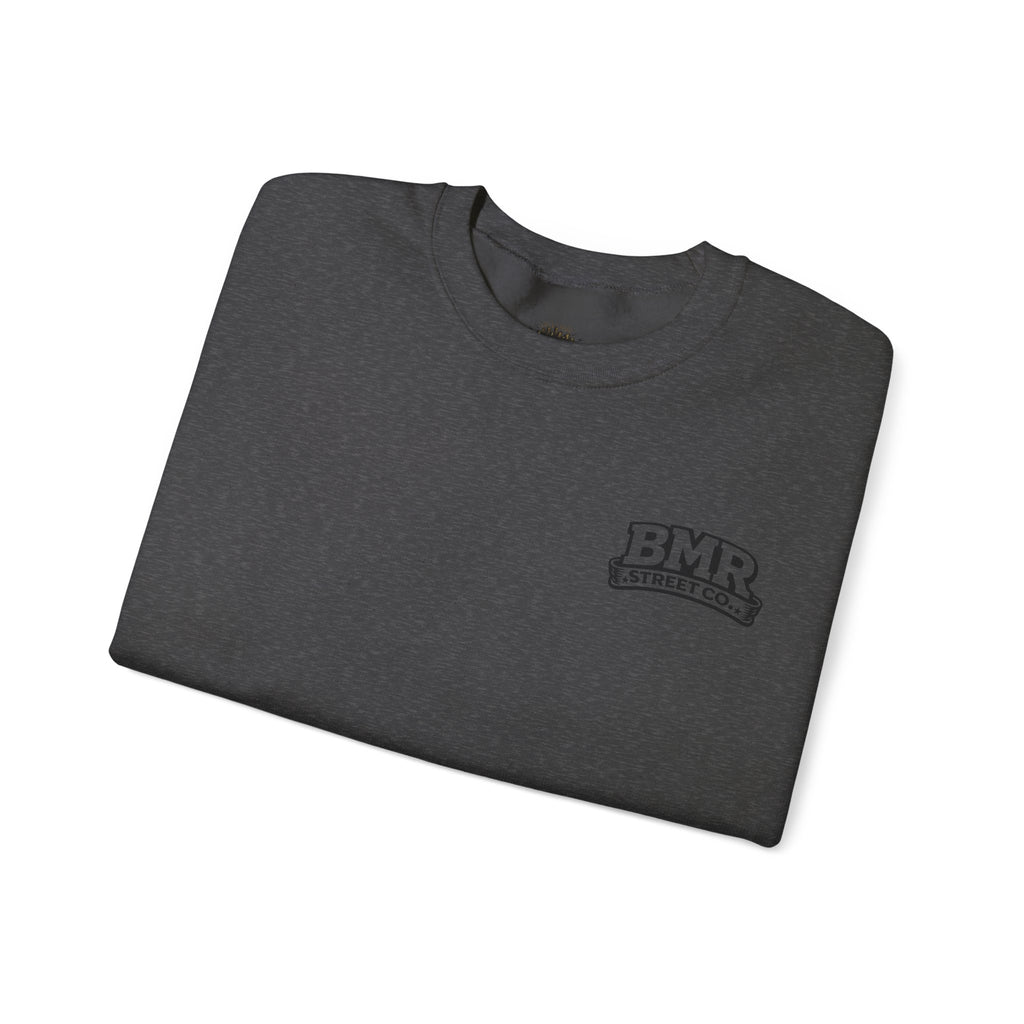BMR Vintage Crest Crewneck Sweatshirt — White Casual Logo Pullover