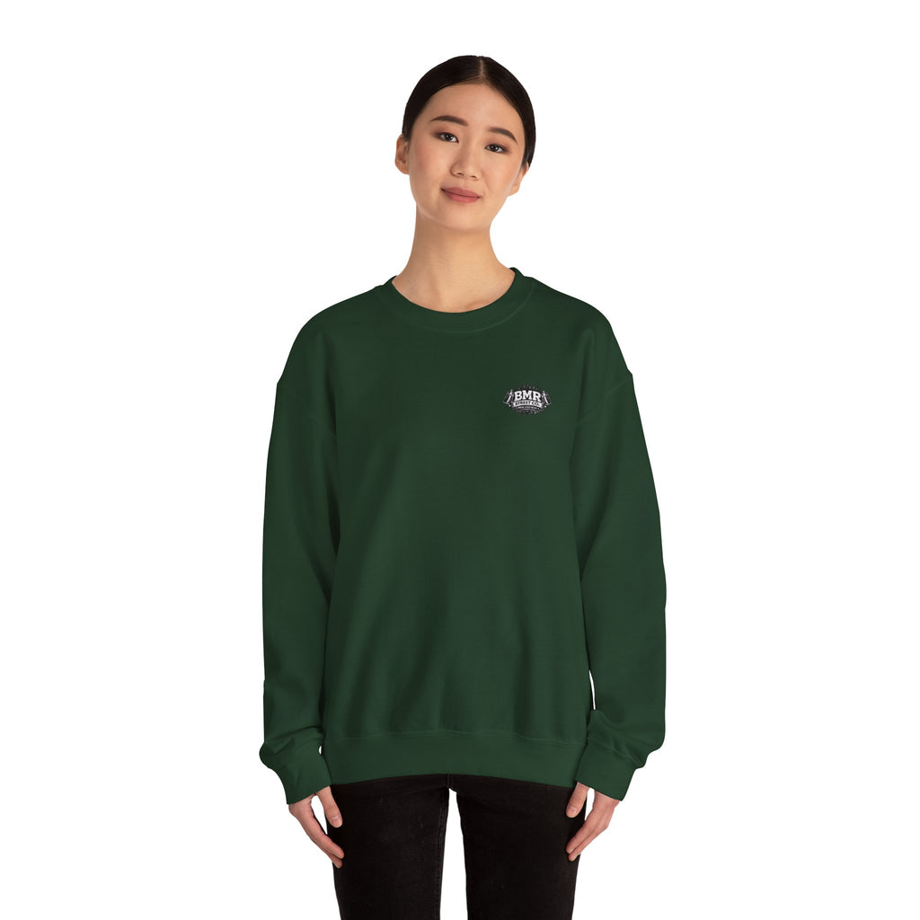 Crewneck Sweatshirt — Minimal 'BMK' Badge Chest Logo, Casual Unisex Pullover