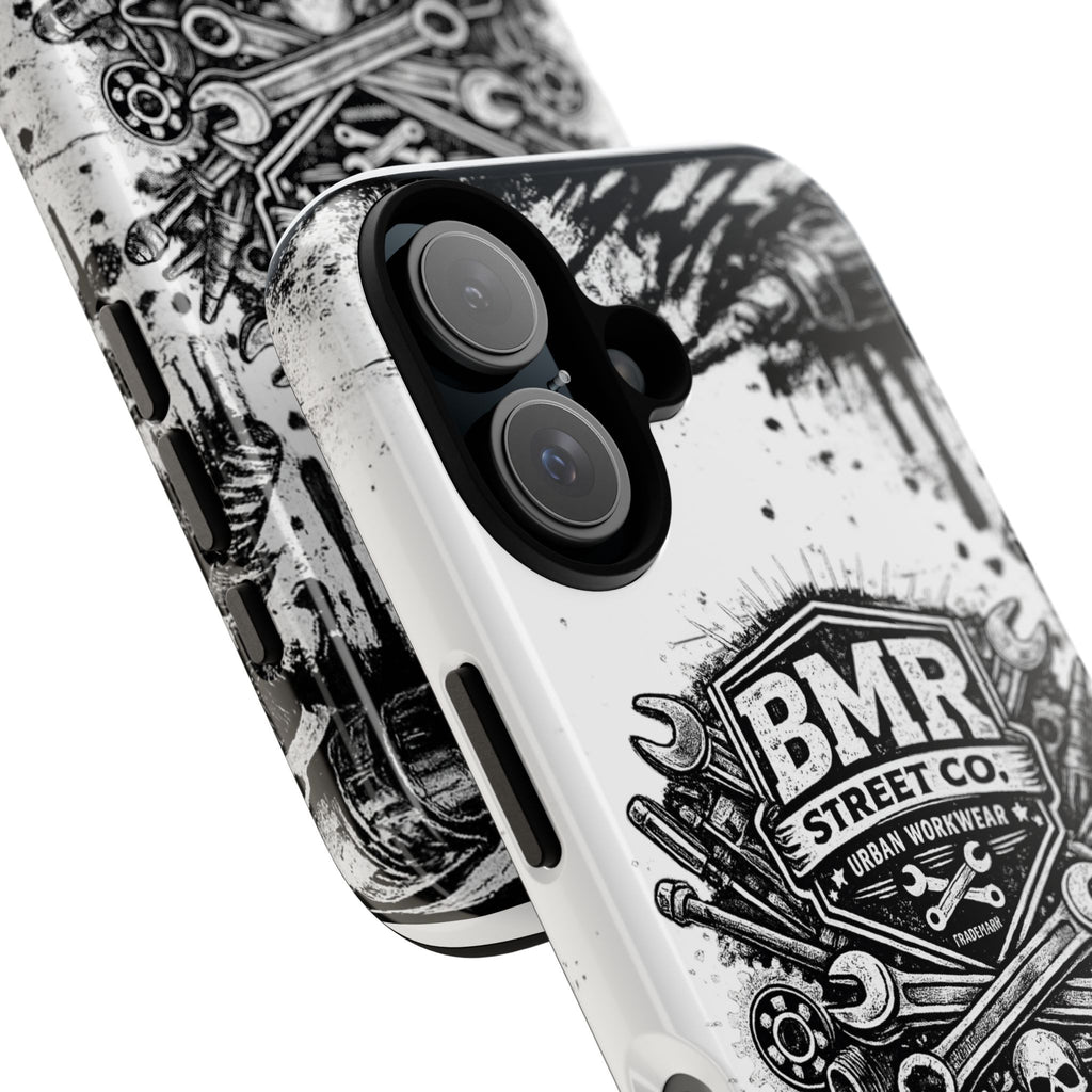 BMR Street Co. 'Never Quit' Tough Phone Case — Industrial Motorcycle Grunge Design