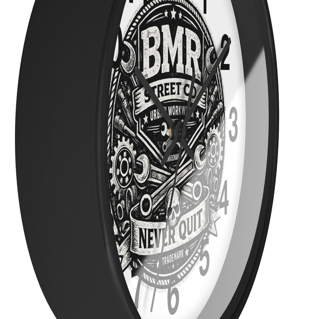 Never Quit Wall Clock — BMR Street Co. Skull & Wrench Garage Decor