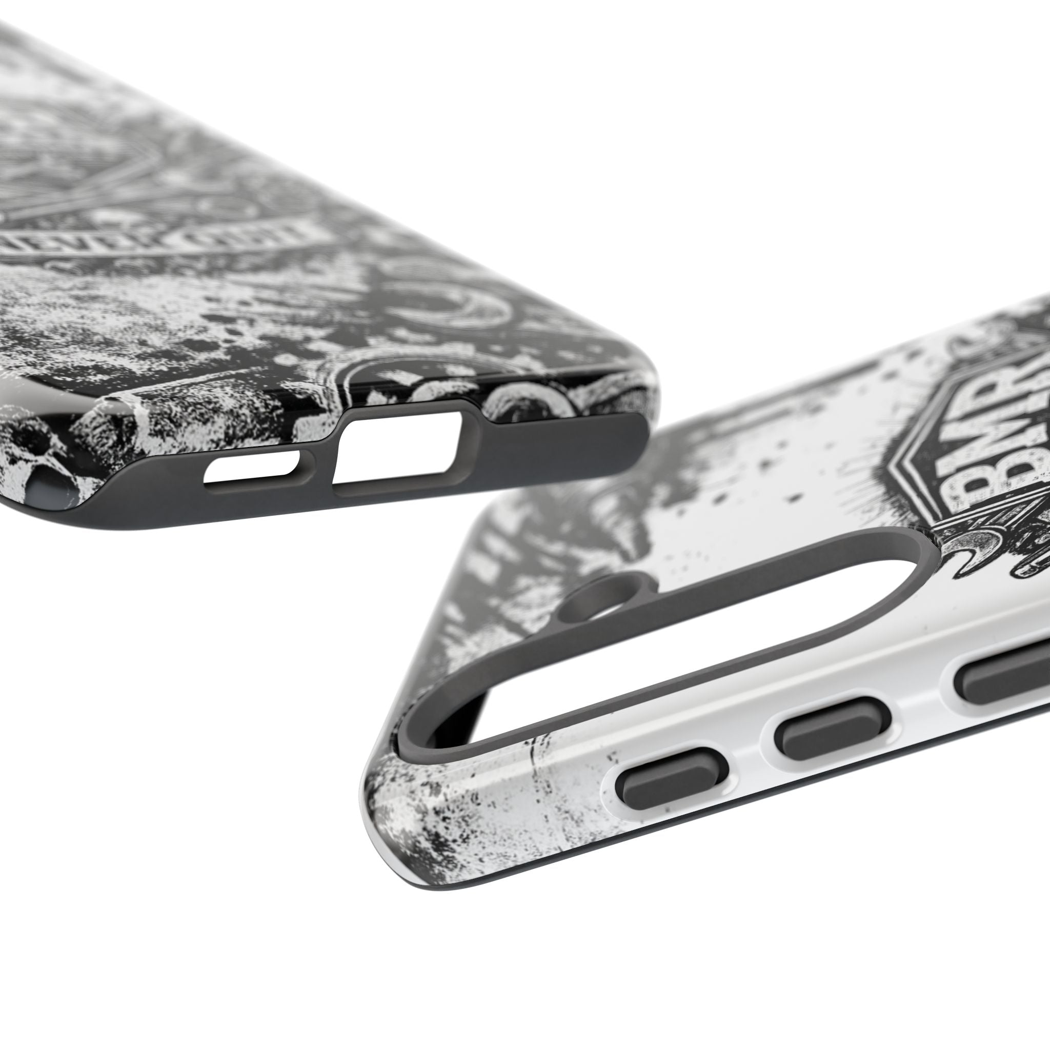 BMR Street Co. 'Never Quit' Tough Phone Case — Industrial Motorcycle Grunge Design