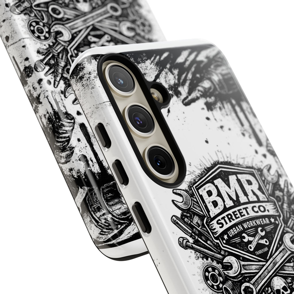 BMR Street Co. 'Never Quit' Tough Phone Case — Industrial Motorcycle Grunge Design