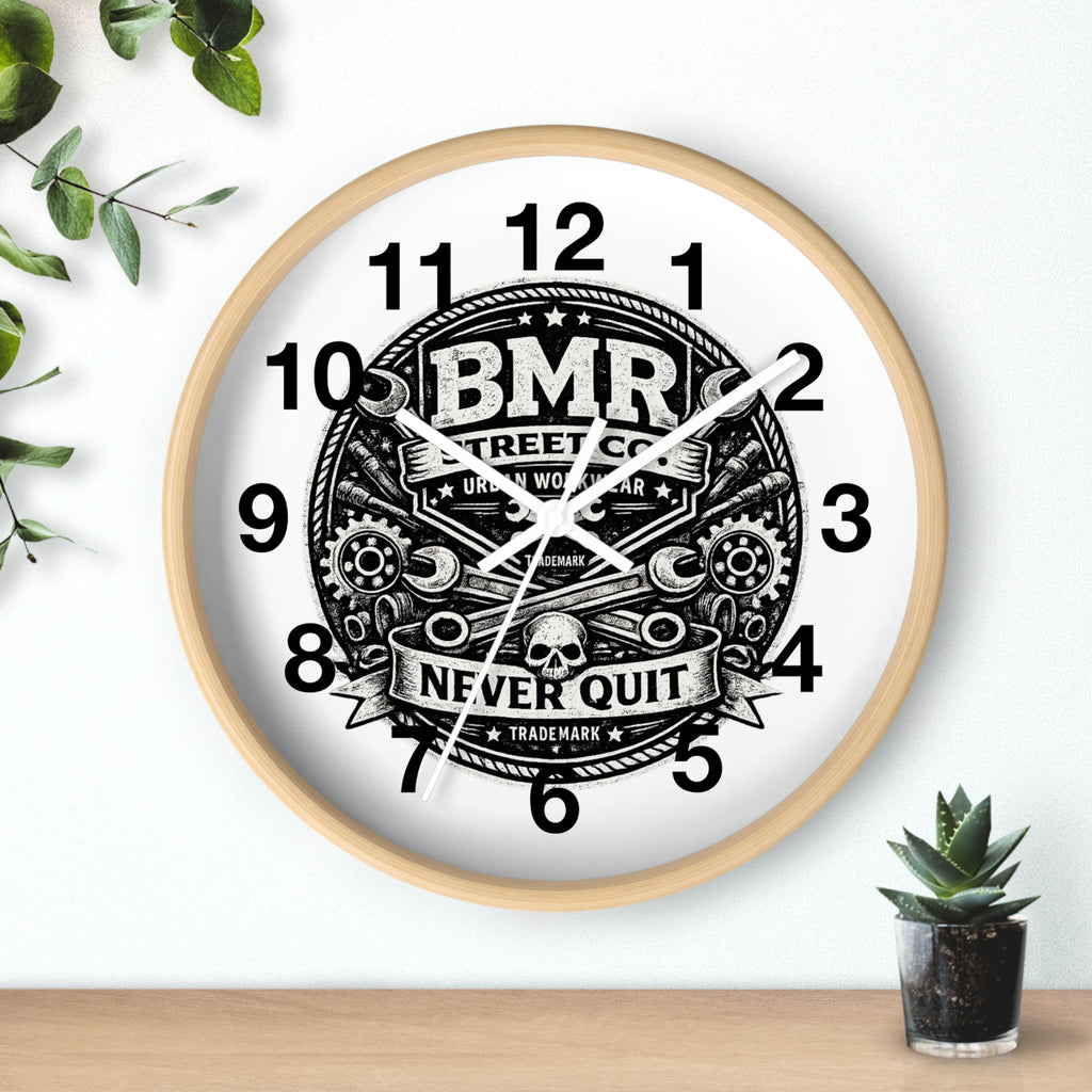 Never Quit Wall Clock — BMR Street Co. Skull & Wrench Garage Decor