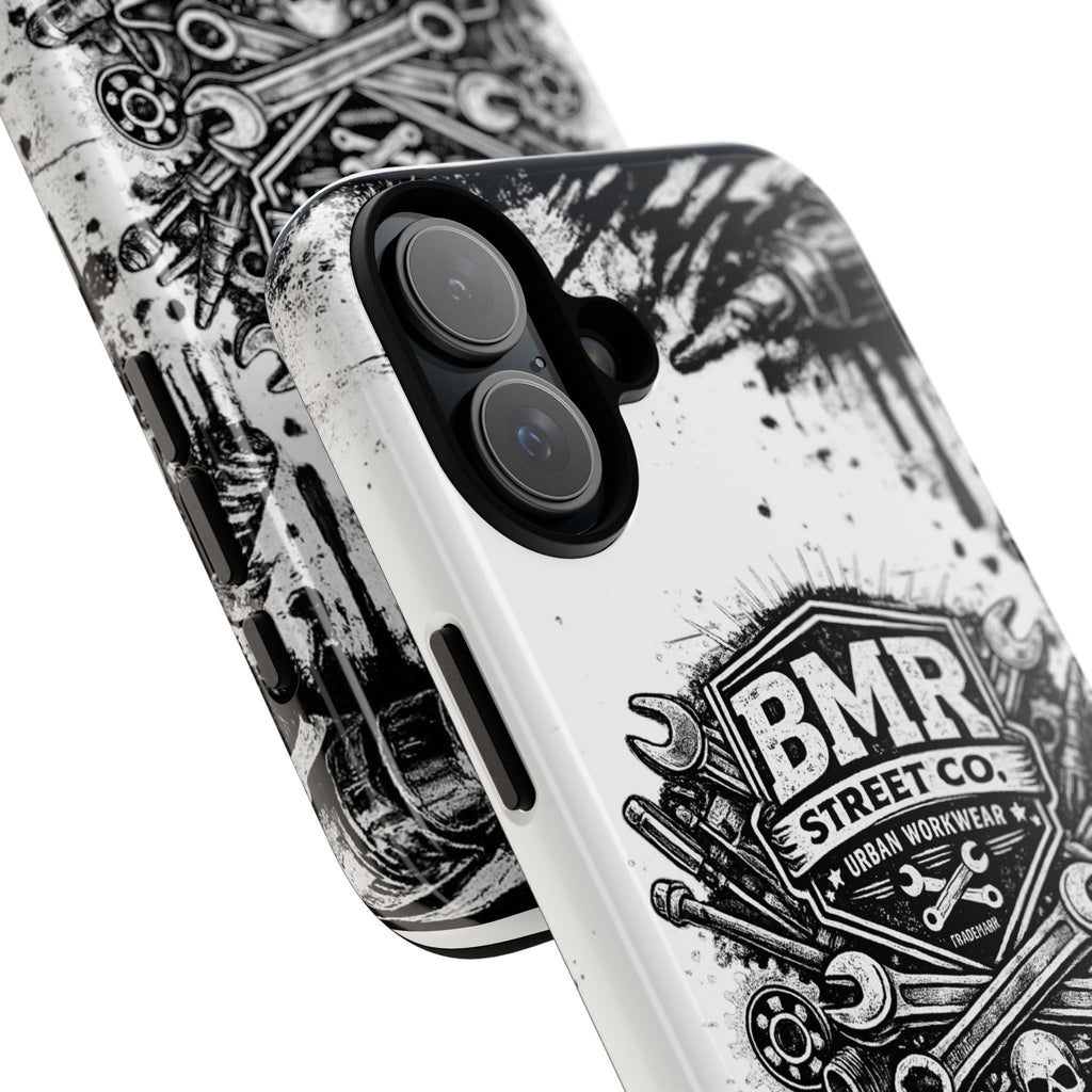 BMR Street Co. 'Never Quit' Tough Phone Case — Industrial Motorcycle Grunge Design