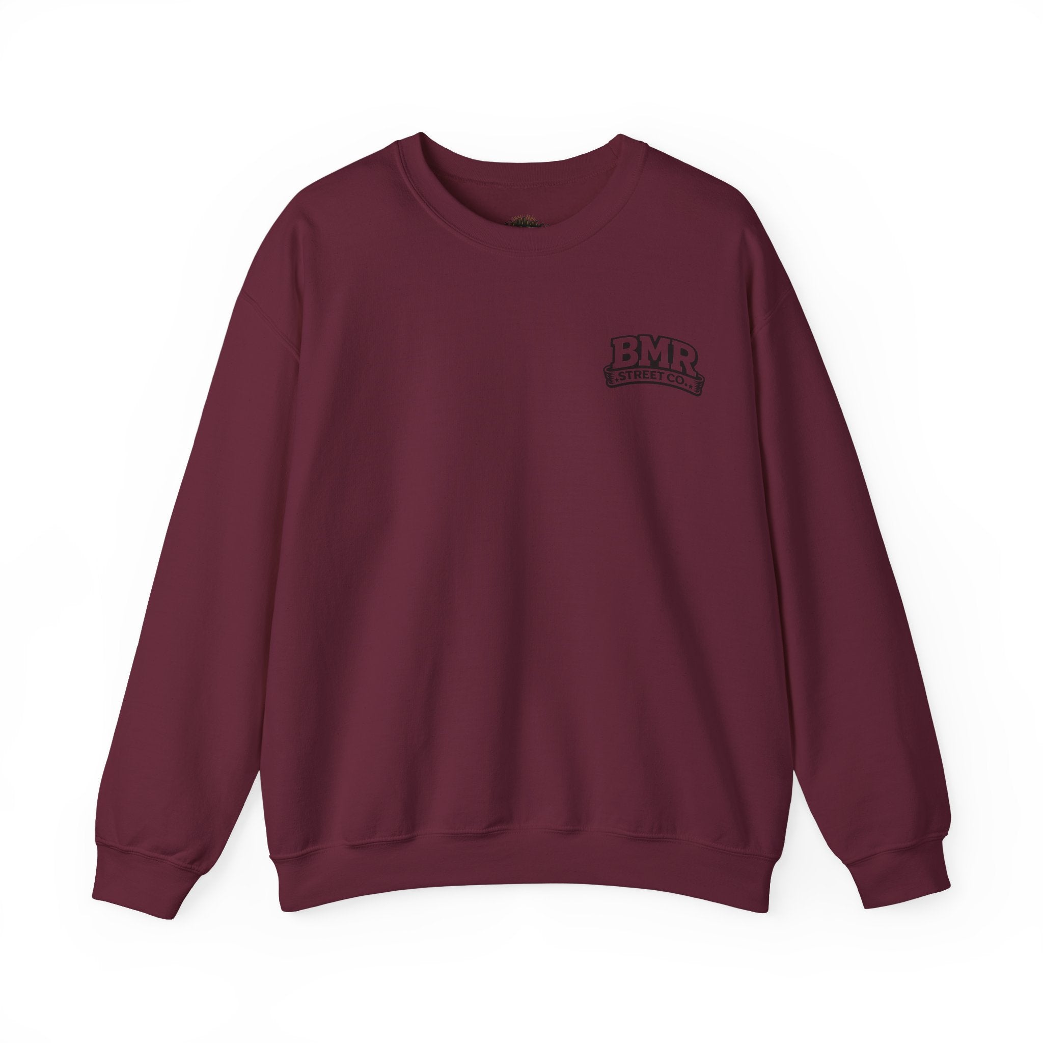 BMR Vintage Crest Crewneck Sweatshirt — White Casual Logo Pullover