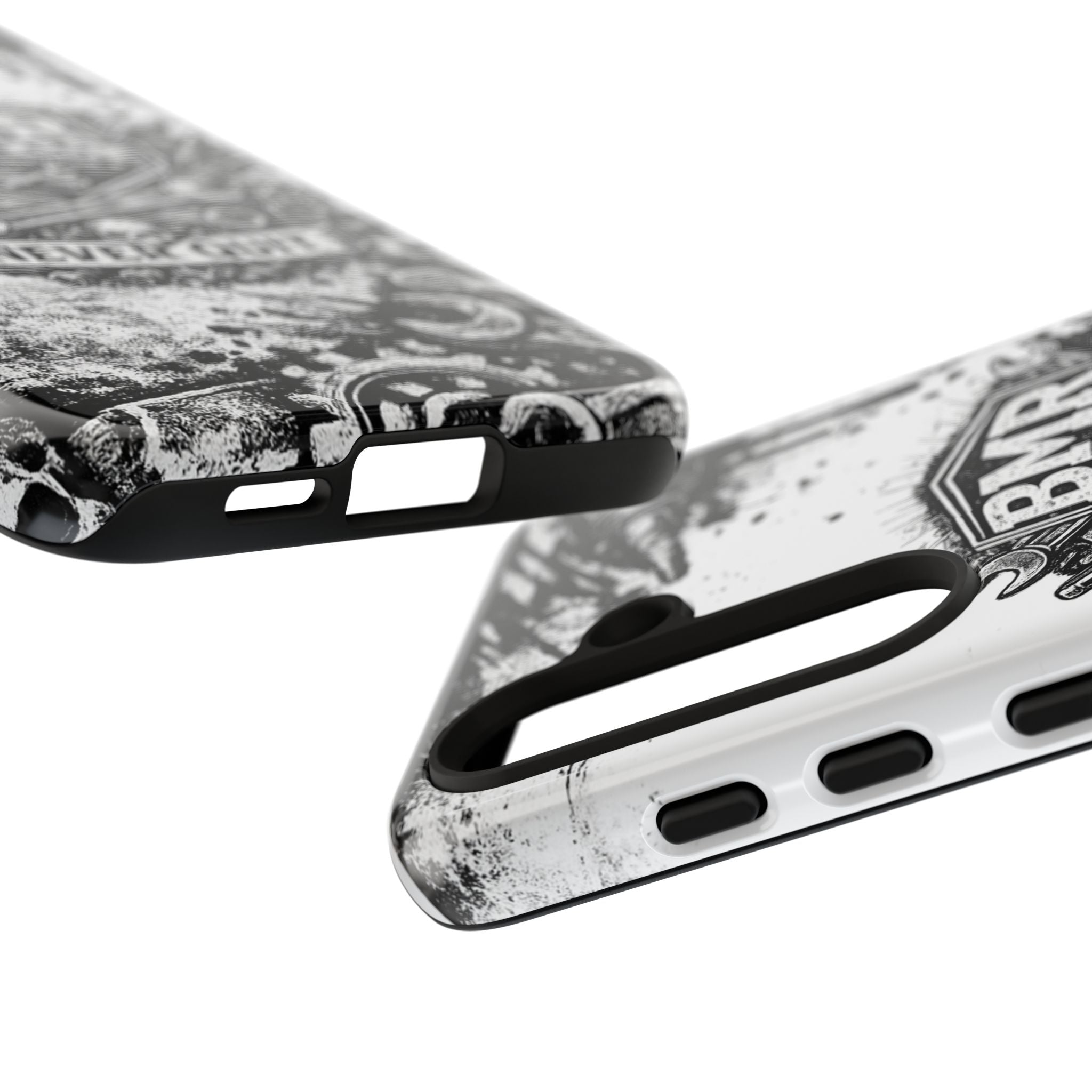 BMR Street Co. 'Never Quit' Tough Phone Case — Industrial Motorcycle Grunge Design