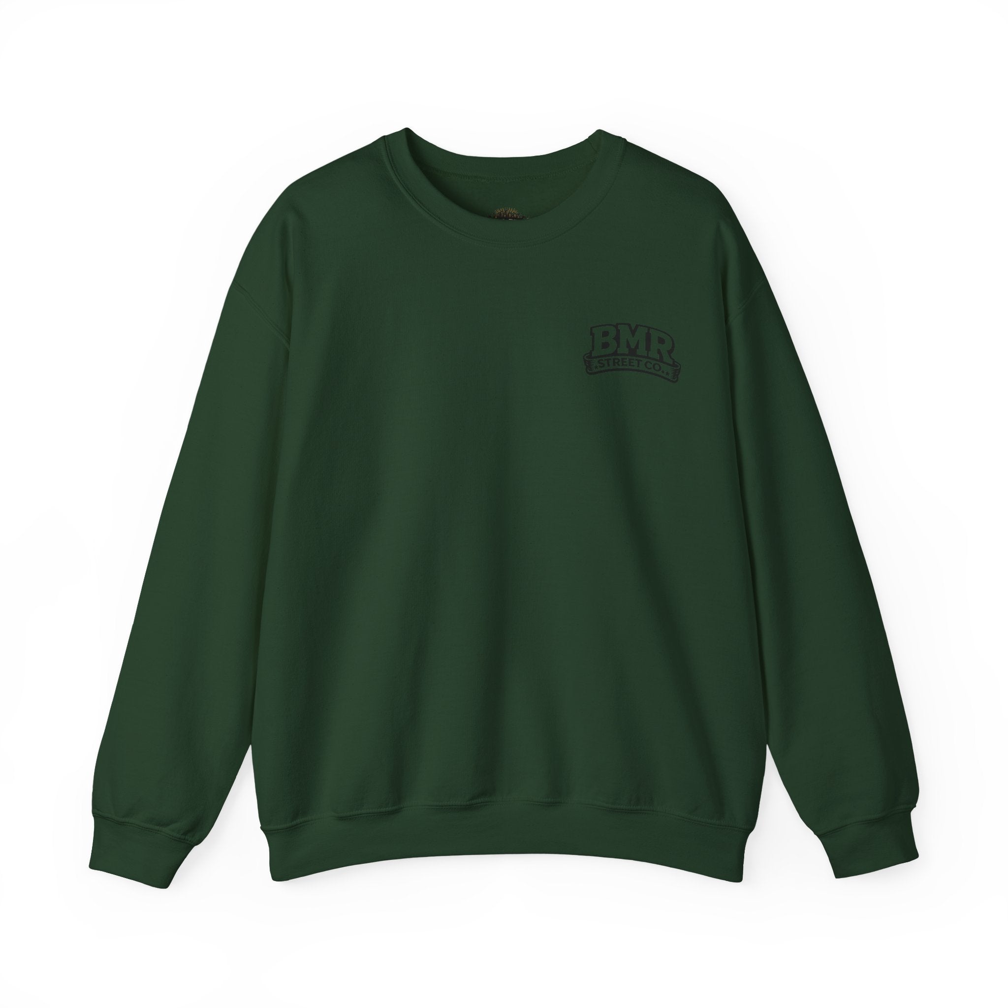BMR Vintage Crest Crewneck Sweatshirt — White Casual Logo Pullover