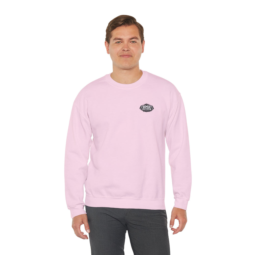 Crewneck Sweatshirt — Minimal 'BMK' Badge Chest Logo, Casual Unisex Pullover