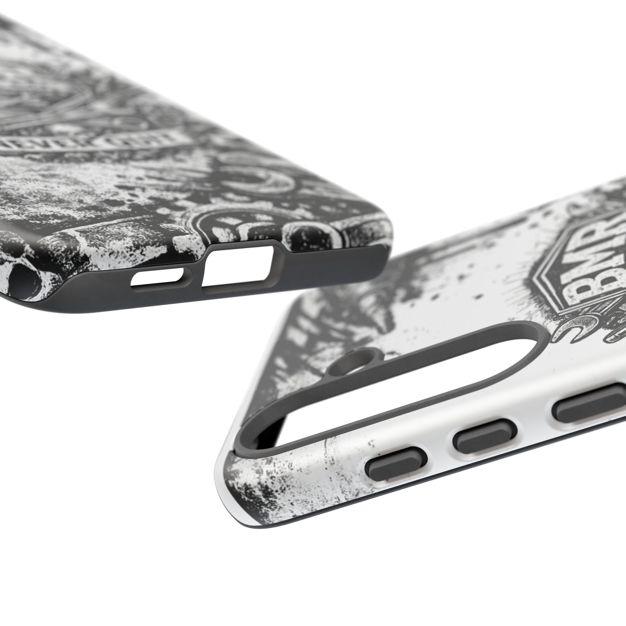 BMR Street Co. 'Never Quit' Tough Phone Case — Industrial Motorcycle Grunge Design