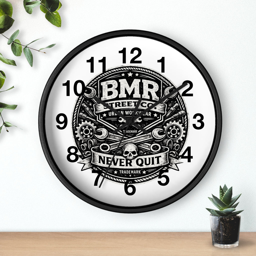 Never Quit Wall Clock — BMR Street Co. Skull & Wrench Garage Decor