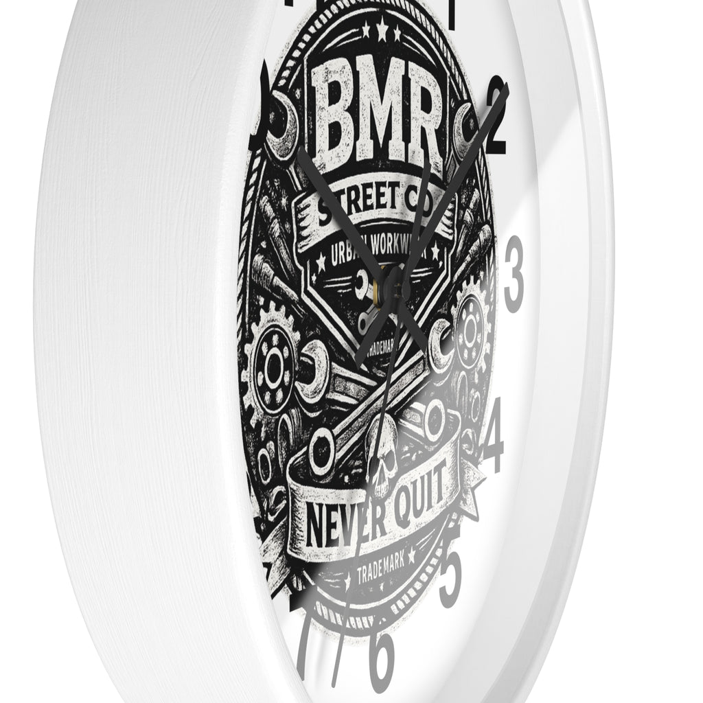 Never Quit Wall Clock — BMR Street Co. Skull & Wrench Garage Decor