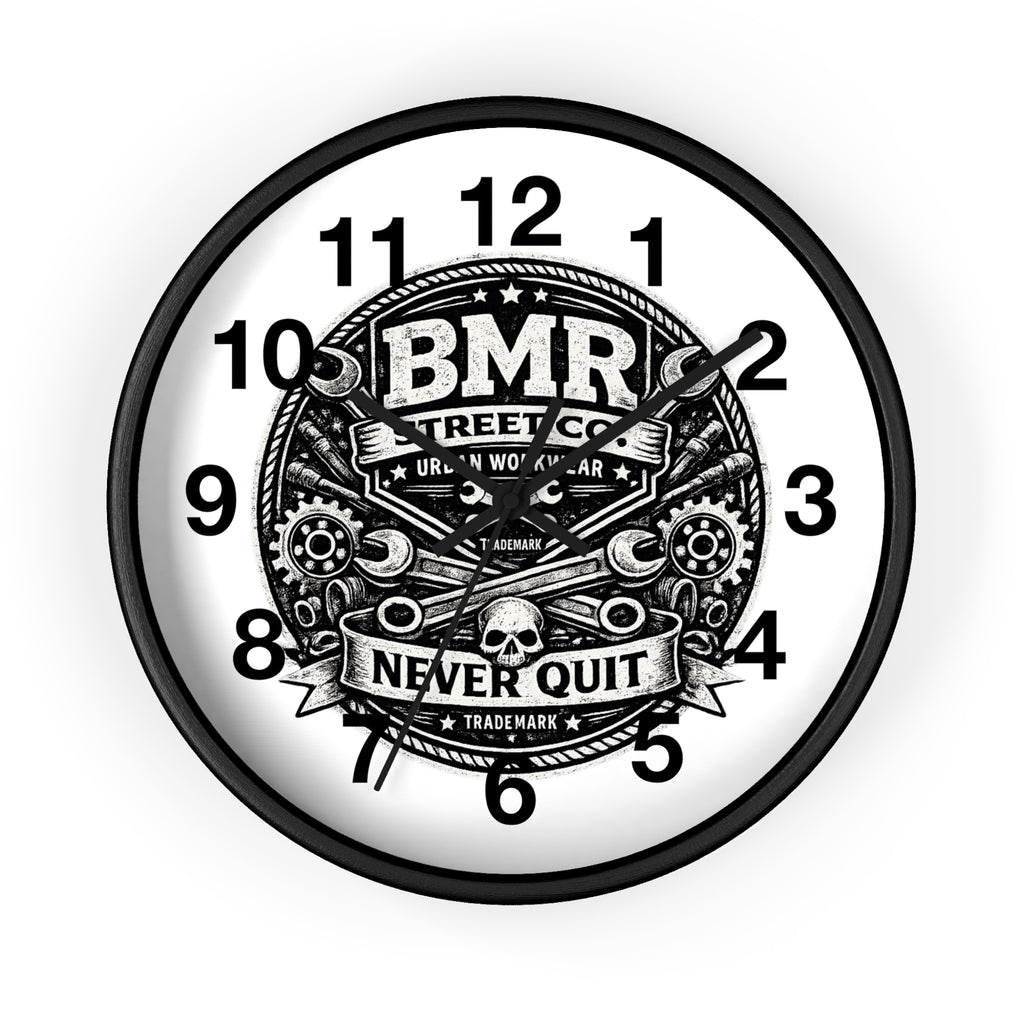 Never Quit Wall Clock — BMR Street Co. Skull & Wrench Garage Decor