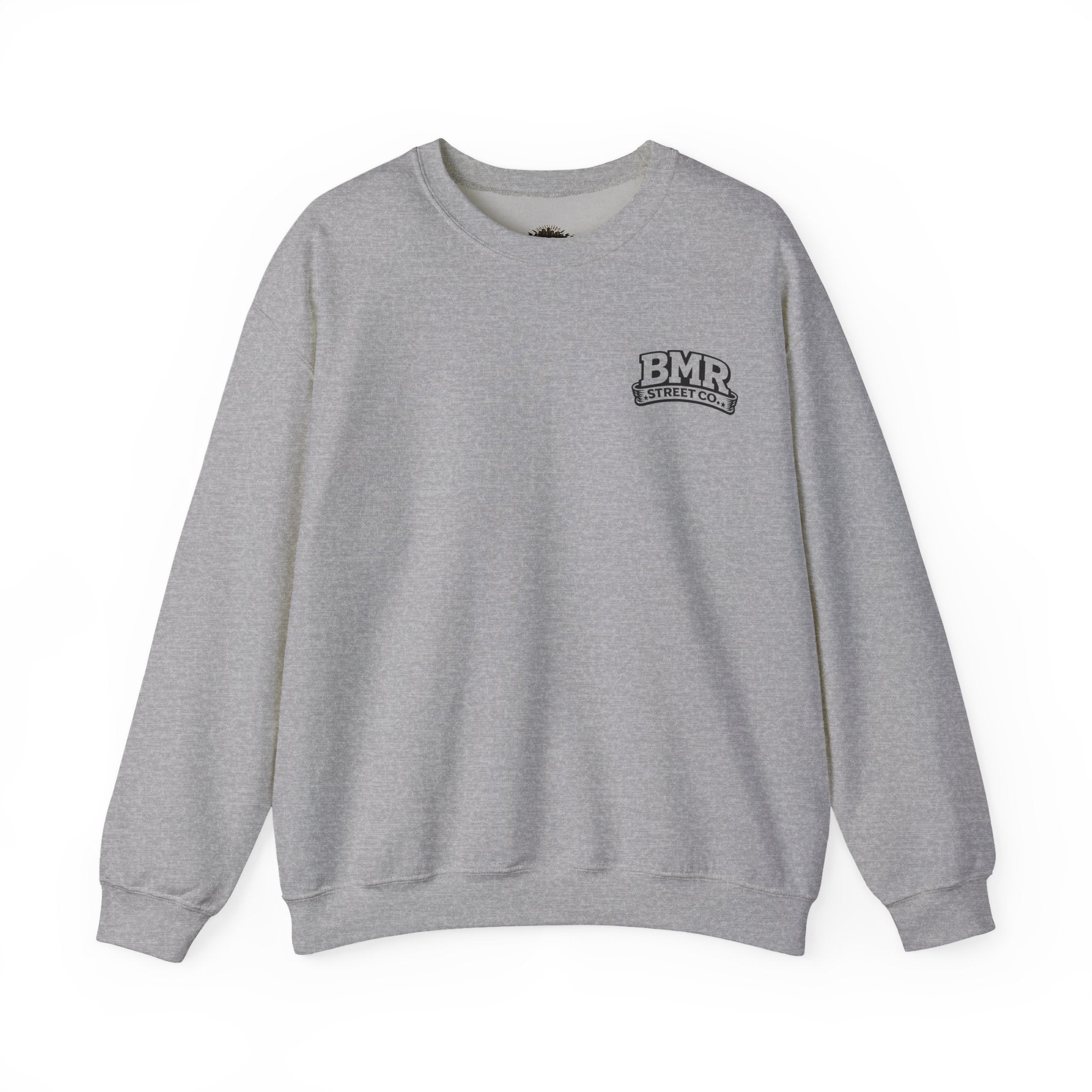 BMR Vintage Crest Crewneck Sweatshirt — White Casual Logo Pullover