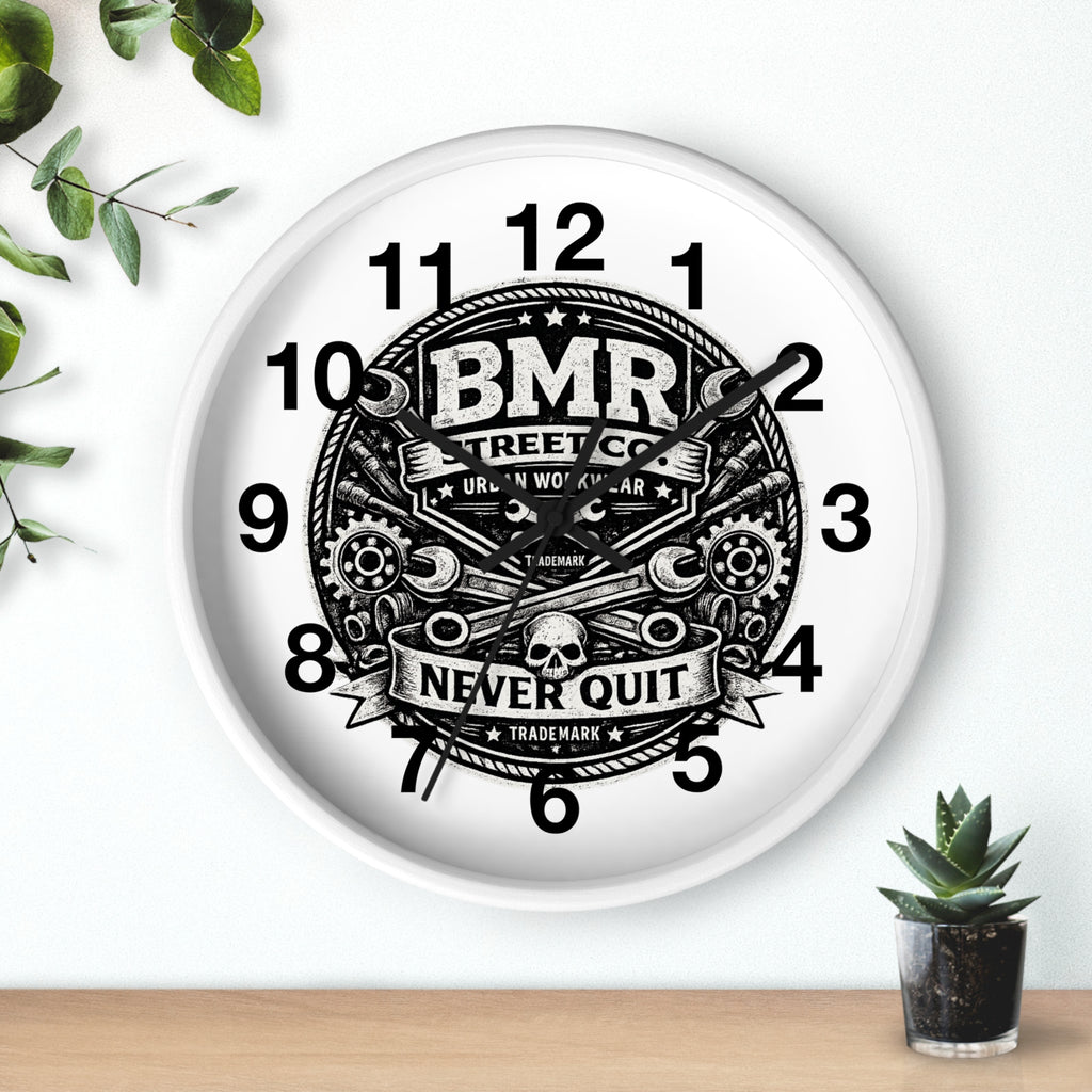 Never Quit Wall Clock — BMR Street Co. Skull & Wrench Garage Decor