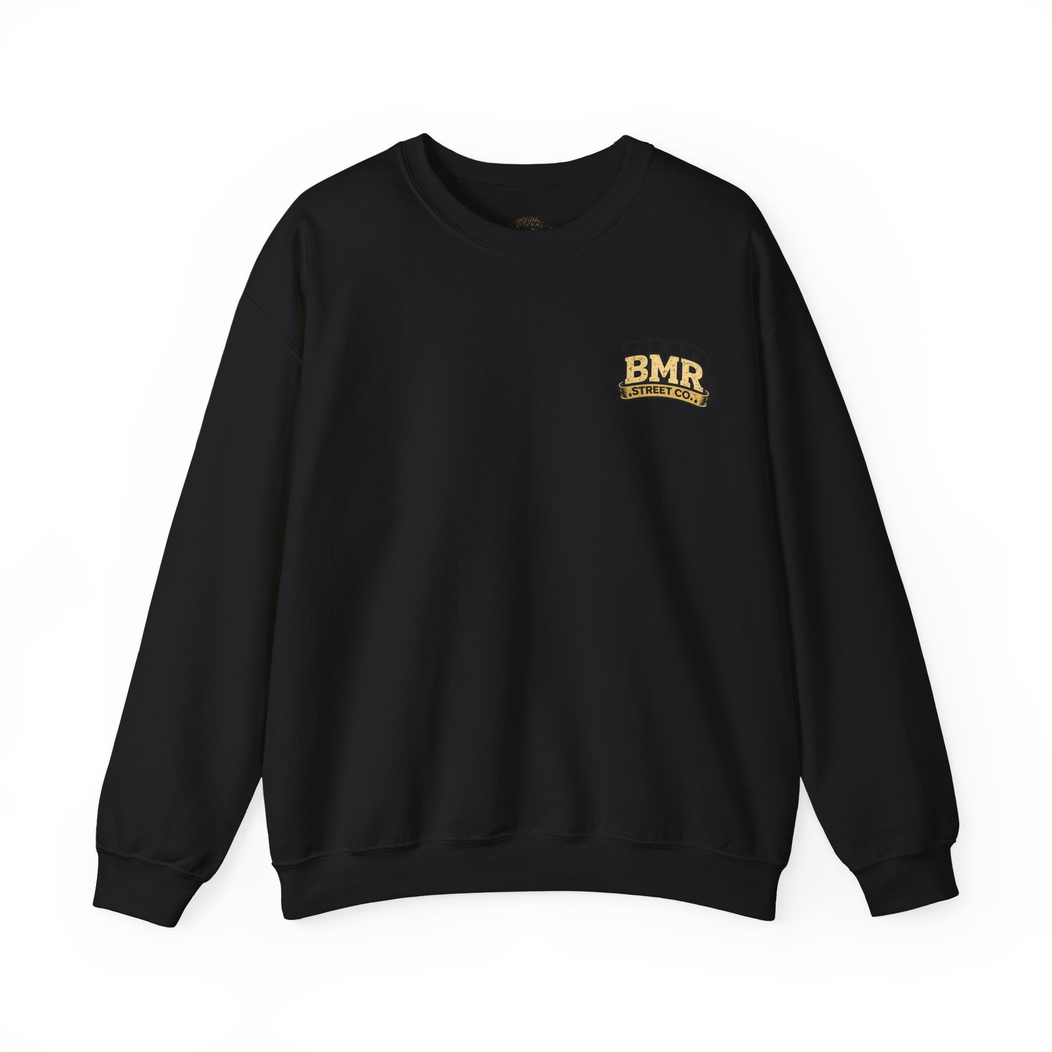 BMR Vintage Crest Crewneck Sweatshirt — White Casual Logo Pullover