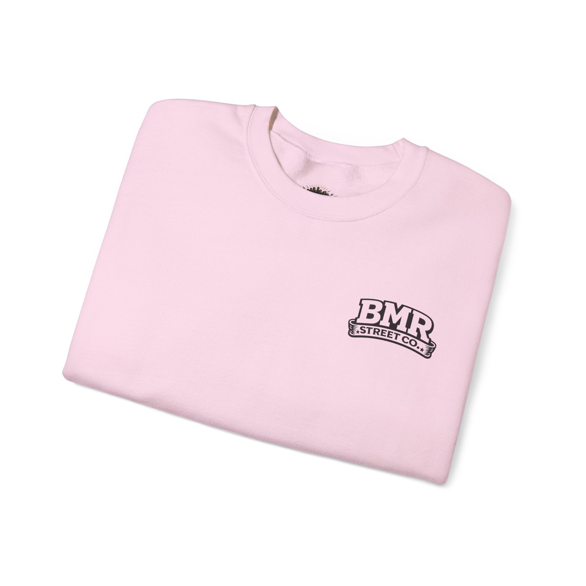 BMR Vintage Crest Crewneck Sweatshirt — White Casual Logo Pullover