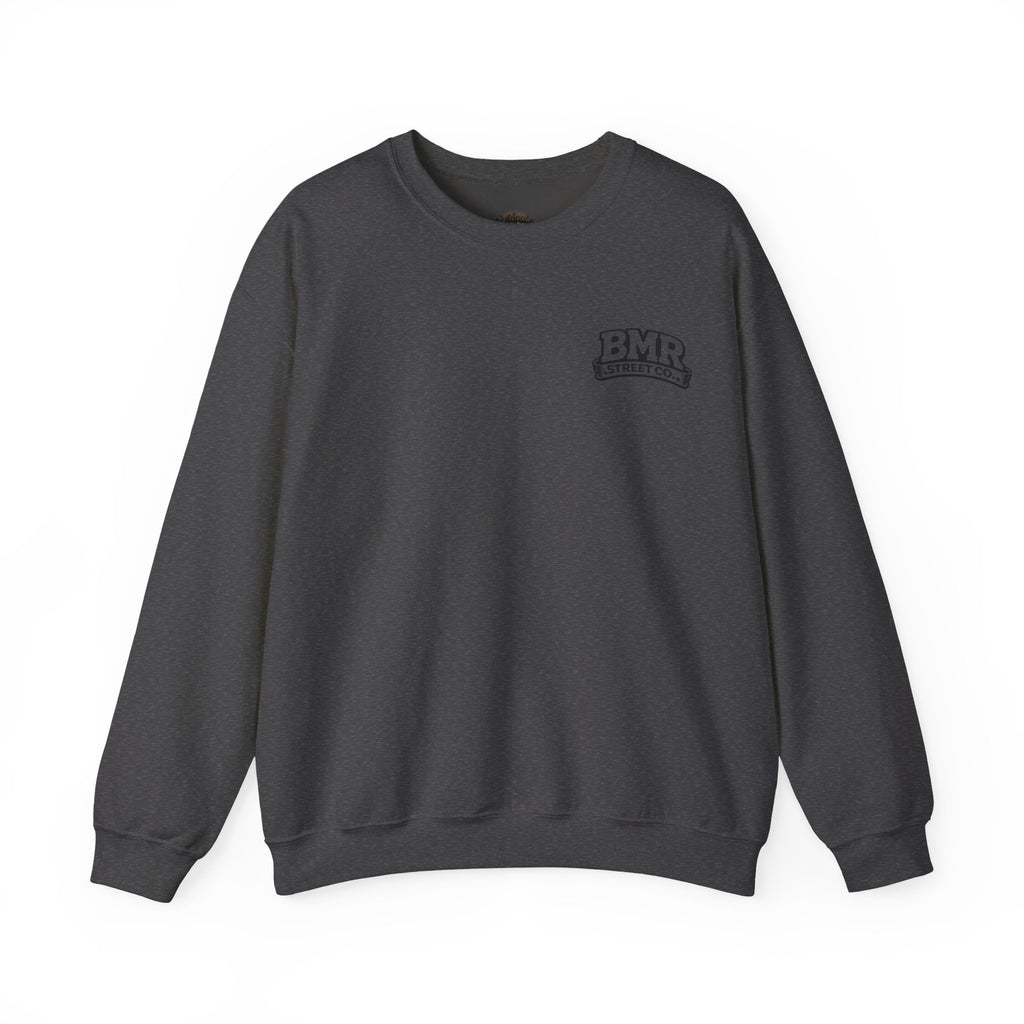 BMR Vintage Crest Crewneck Sweatshirt — White Casual Logo Pullover