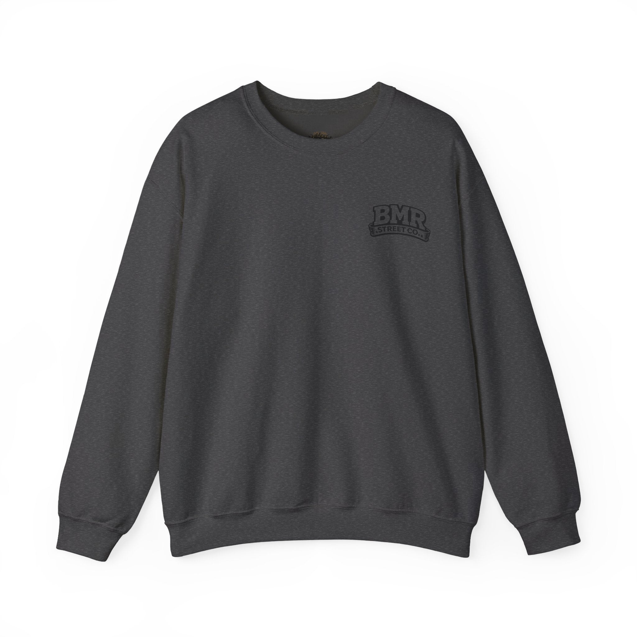 BMR Vintage Crest Crewneck Sweatshirt — White Casual Logo Pullover