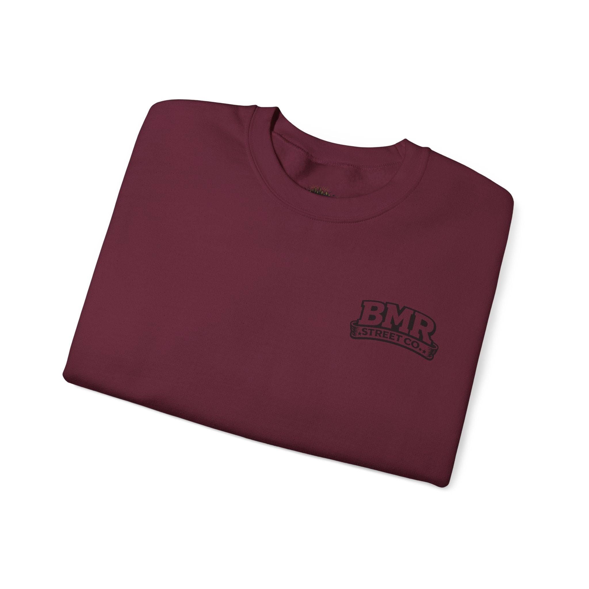 BMR Vintage Crest Crewneck Sweatshirt — White Casual Logo Pullover