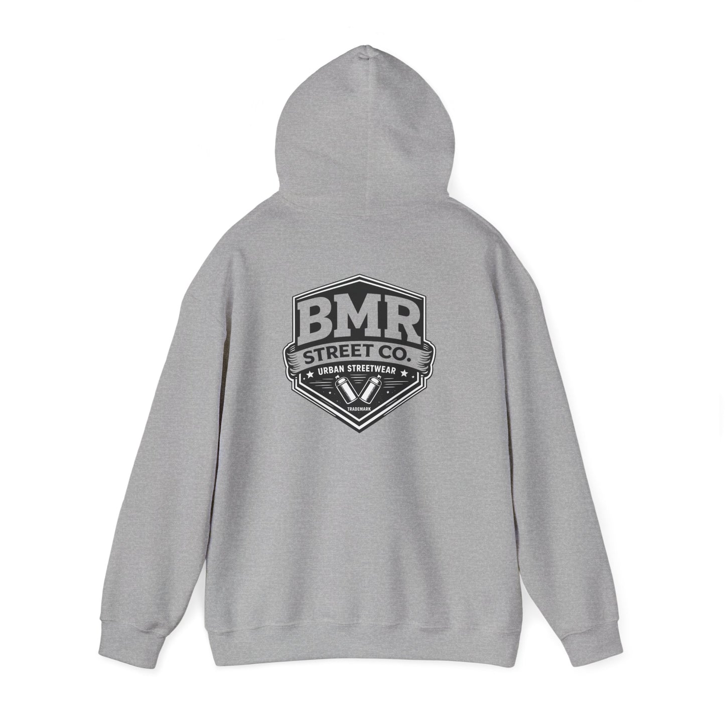 BMR Street Co. Logo Hoodie — Urban Vintage Shield Graphic Hooded Sweatshirt