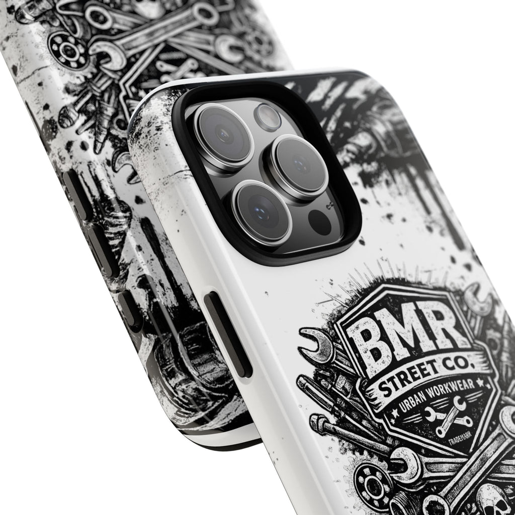 BMR Street Co. 'Never Quit' Tough Phone Case — Industrial Motorcycle Grunge Design