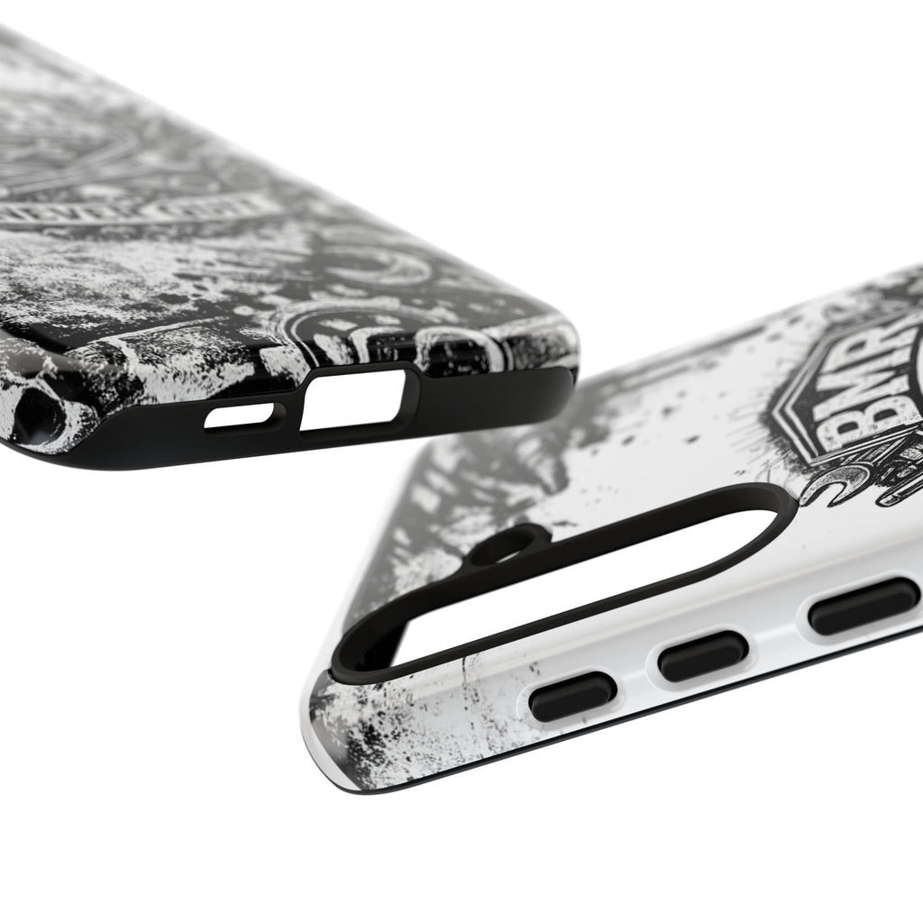 BMR Street Co. 'Never Quit' Tough Phone Case — Industrial Motorcycle Grunge Design