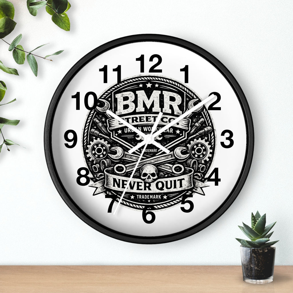 Never Quit Wall Clock — BMR Street Co. Skull & Wrench Garage Decor