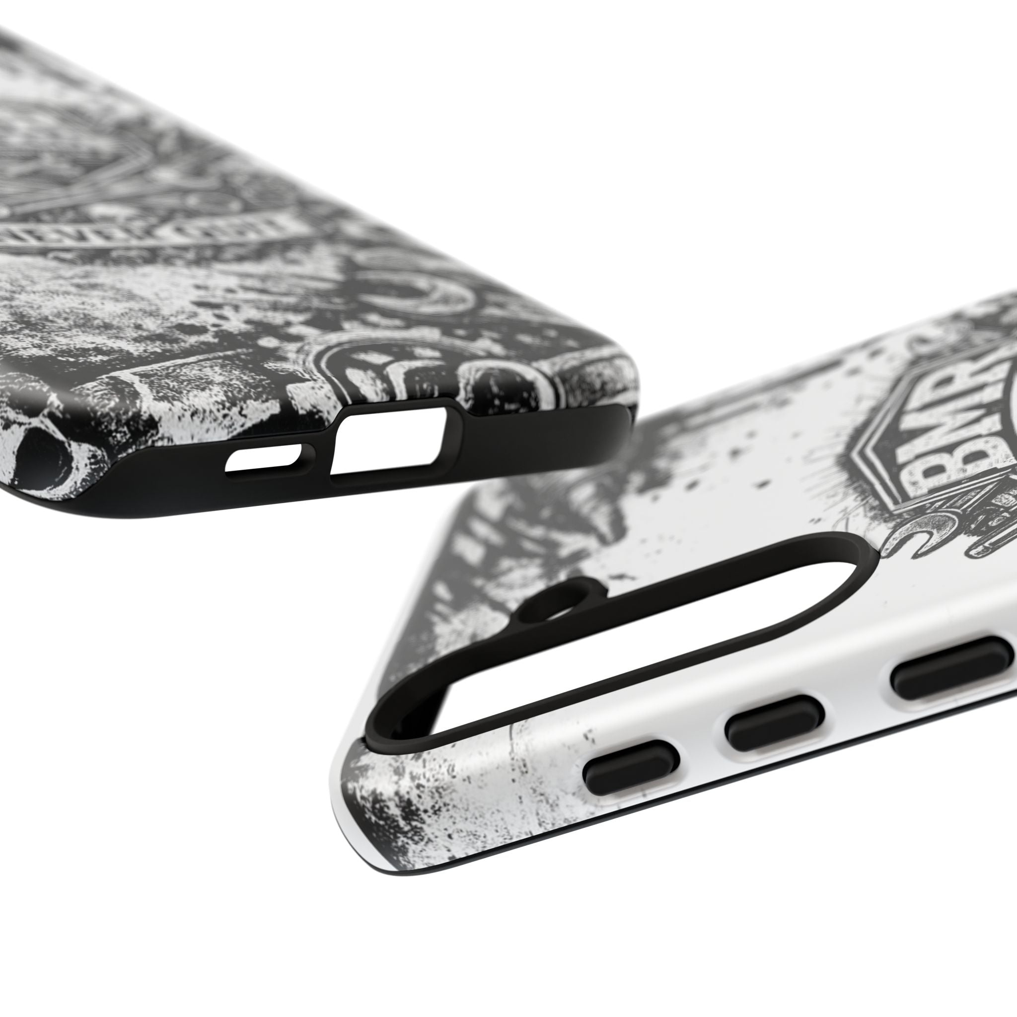 BMR Street Co. 'Never Quit' Tough Phone Case — Industrial Motorcycle Grunge Design