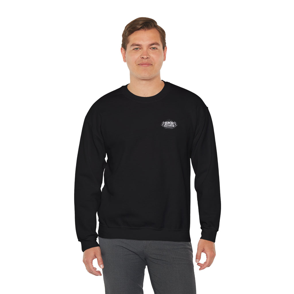 Crewneck Sweatshirt — Minimal 'BMK' Badge Chest Logo, Casual Unisex Pullover