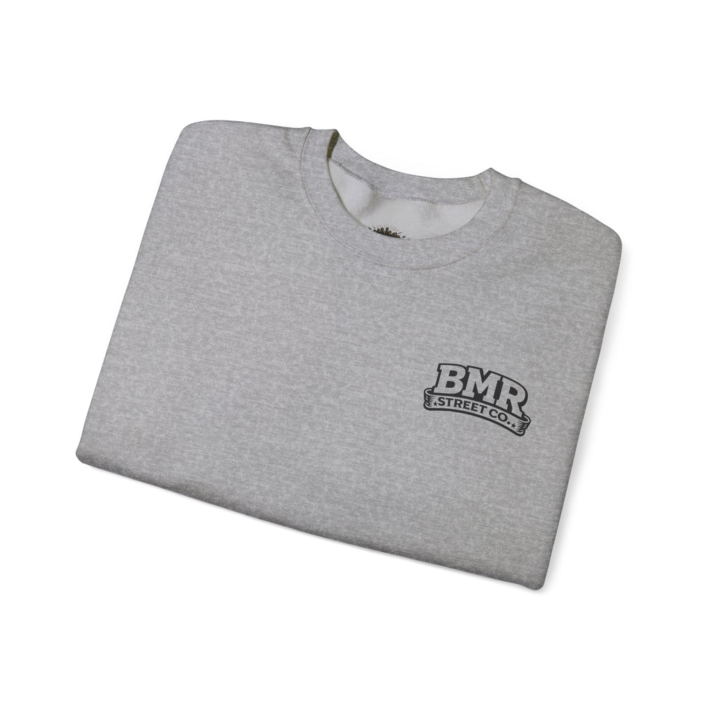 BMR Vintage Crest Crewneck Sweatshirt — White Casual Logo Pullover