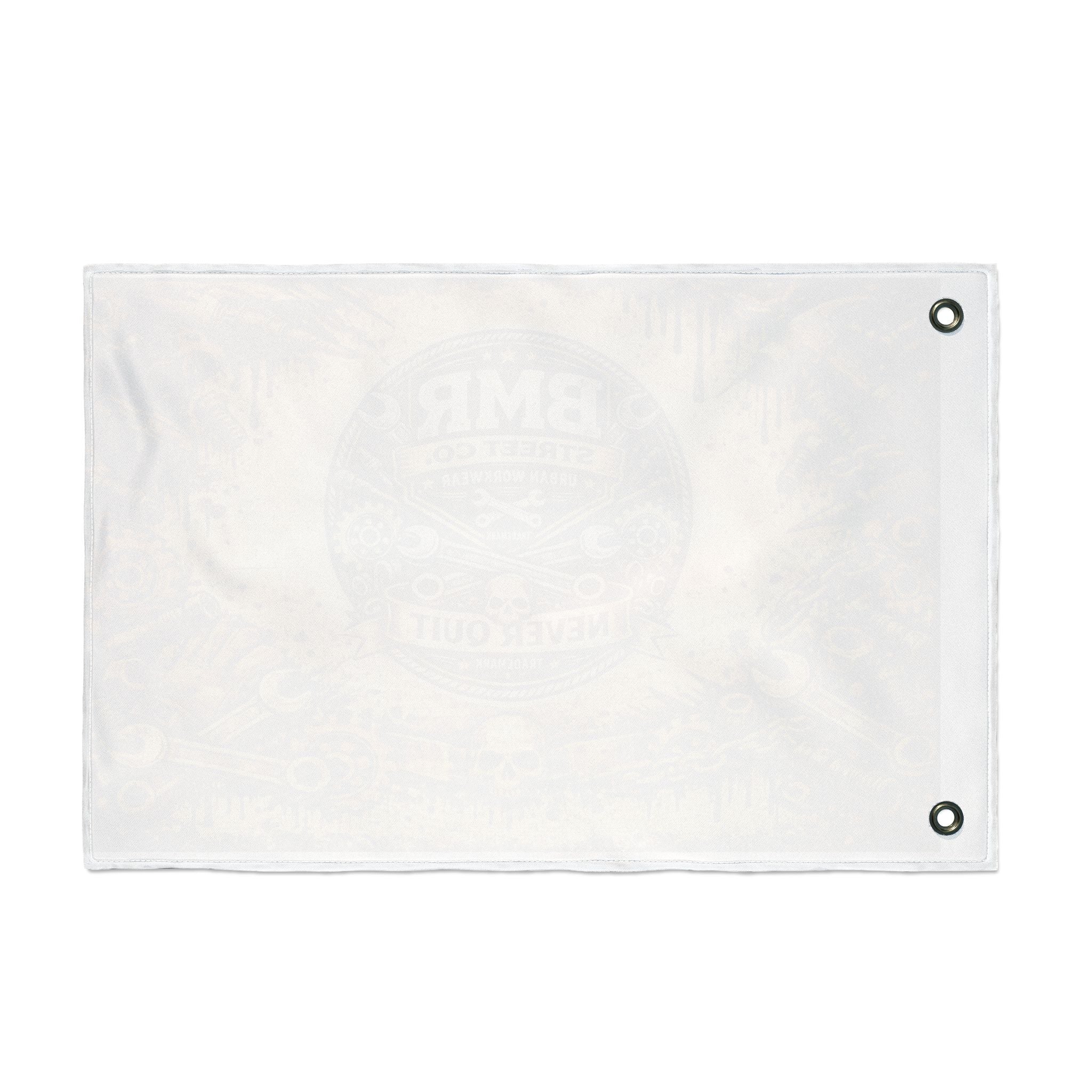 BMR Street Co. Vintage Motorcycle Skull Flag — Double-Sided Garage Banner