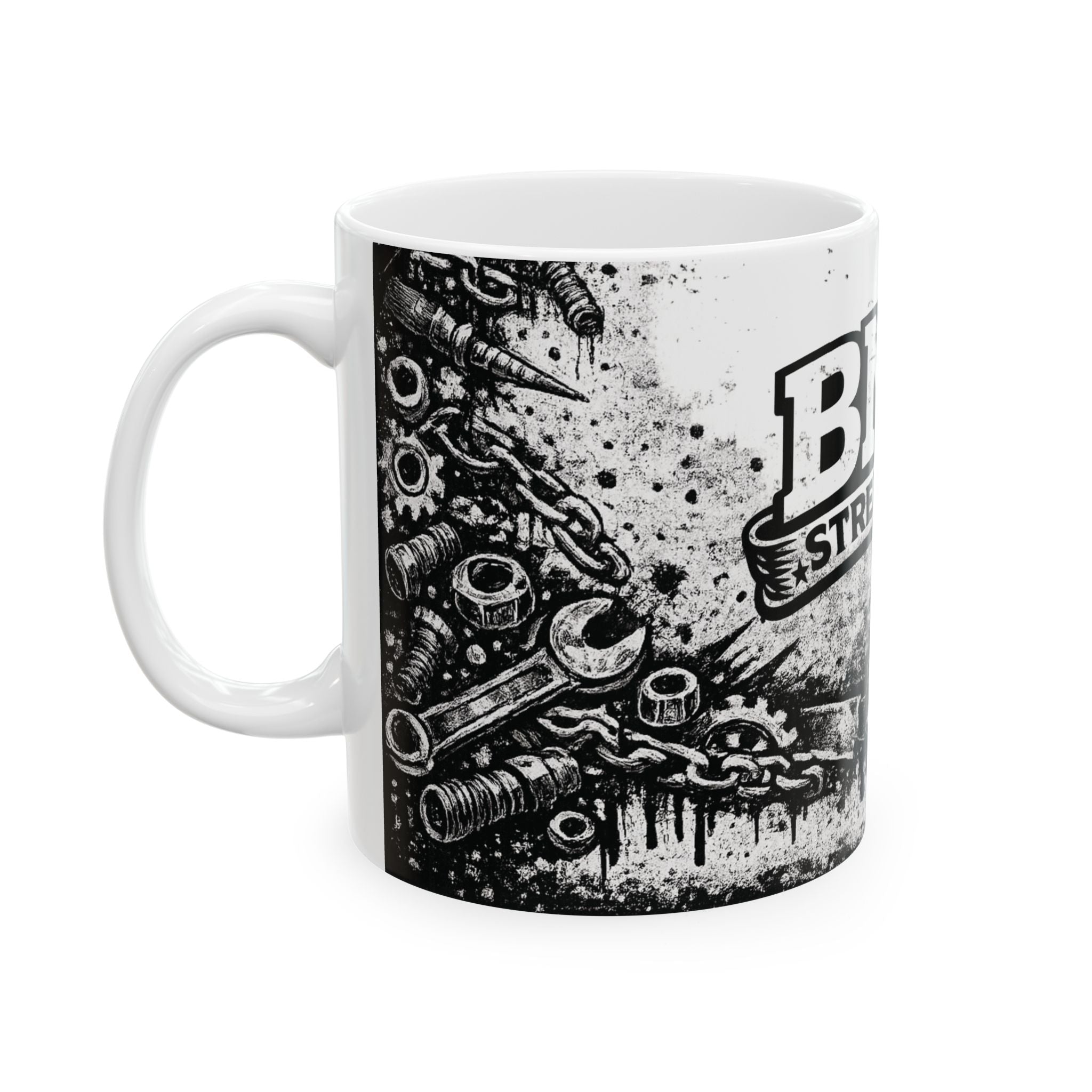 BMR Street Co. Skull Mug — Gothic Motorcycle Gear Ceramic Coffee Cup (11oz/15oz)