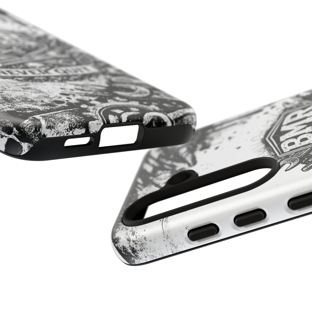 BMR Street Co. 'Never Quit' Tough Phone Case — Industrial Motorcycle Grunge Design