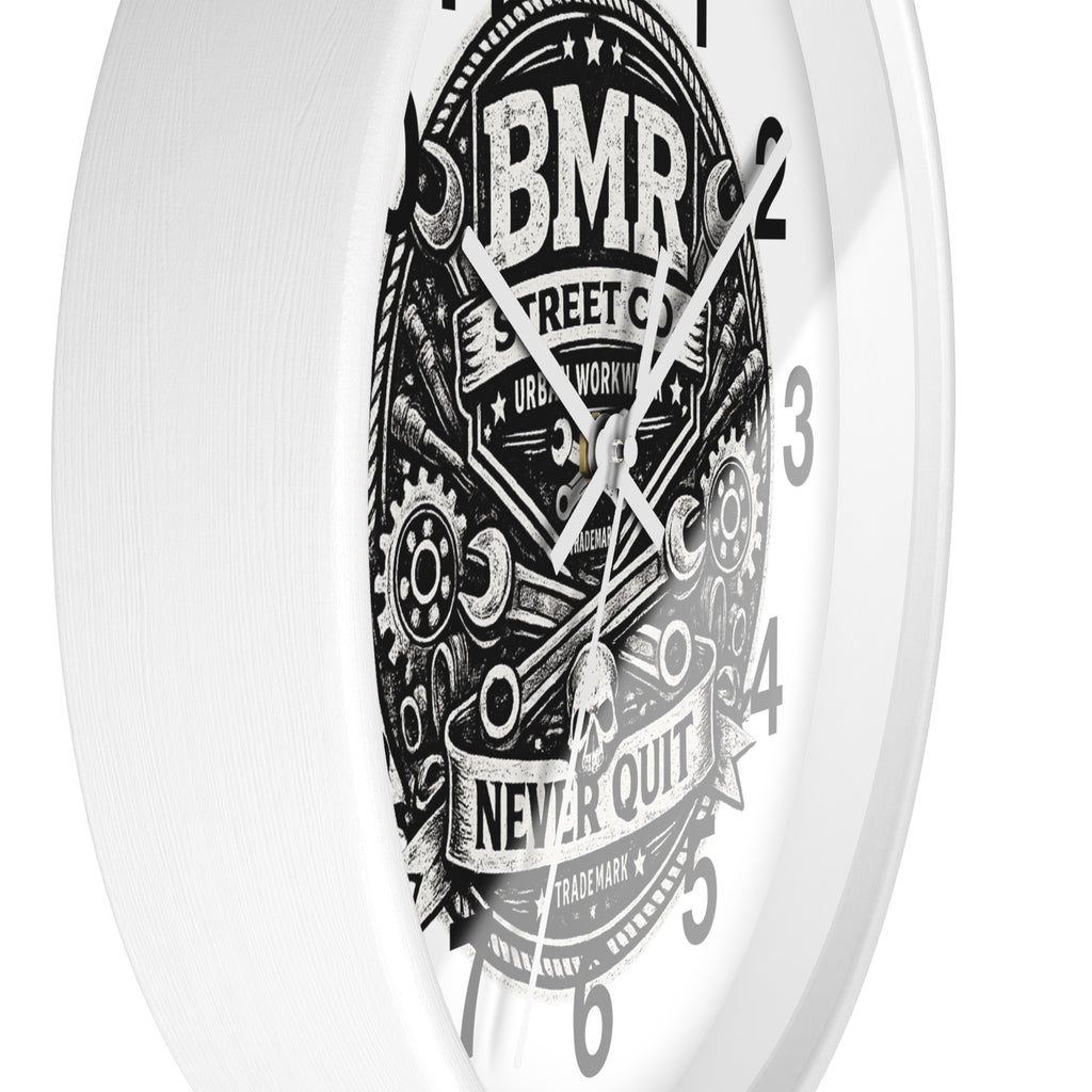 Never Quit Wall Clock — BMR Street Co. Skull & Wrench Garage Decor