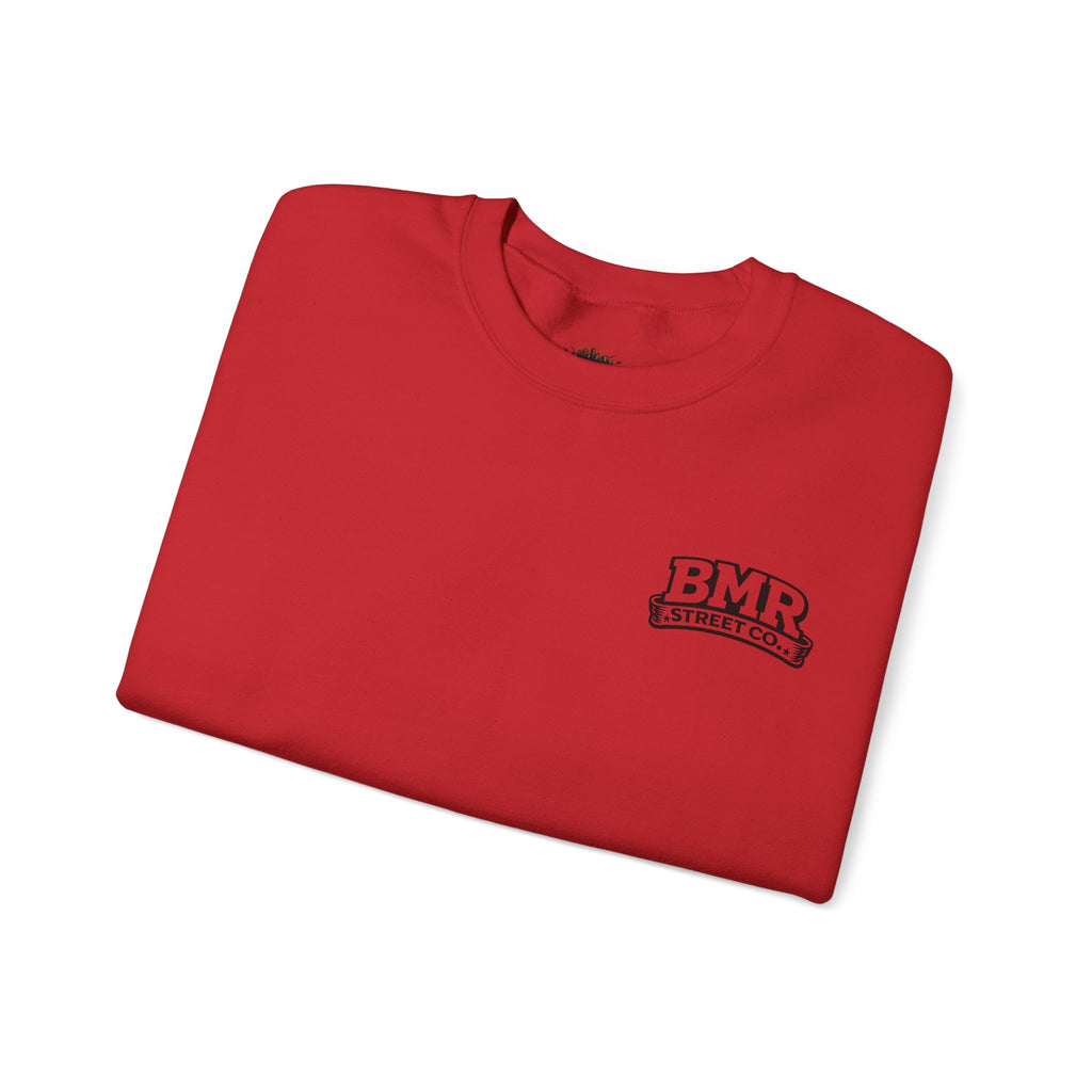 BMR Vintage Crest Crewneck Sweatshirt — White Casual Logo Pullover