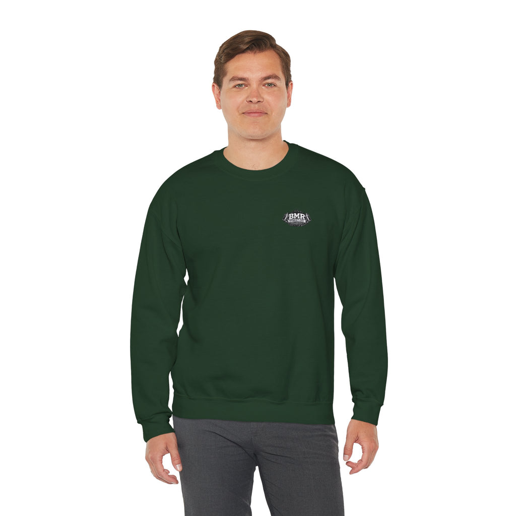 Crewneck Sweatshirt — Minimal 'BMK' Badge Chest Logo, Casual Unisex Pullover