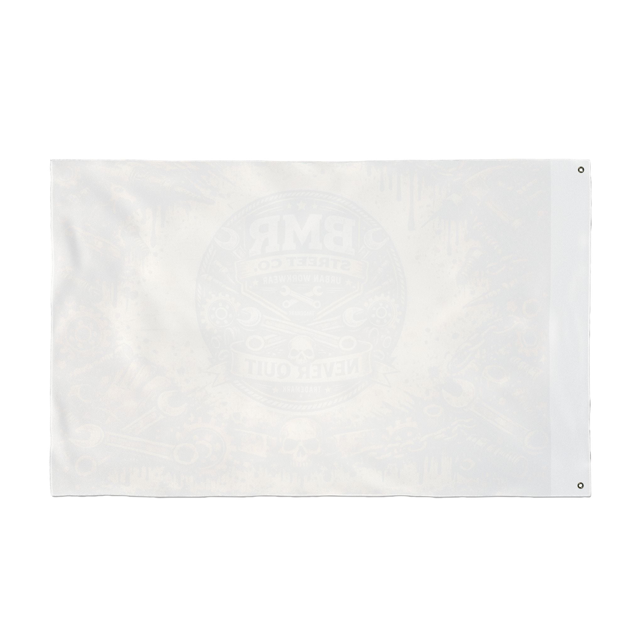 BMR Street Co. Vintage Motorcycle Skull Flag — Double-Sided Garage Banner