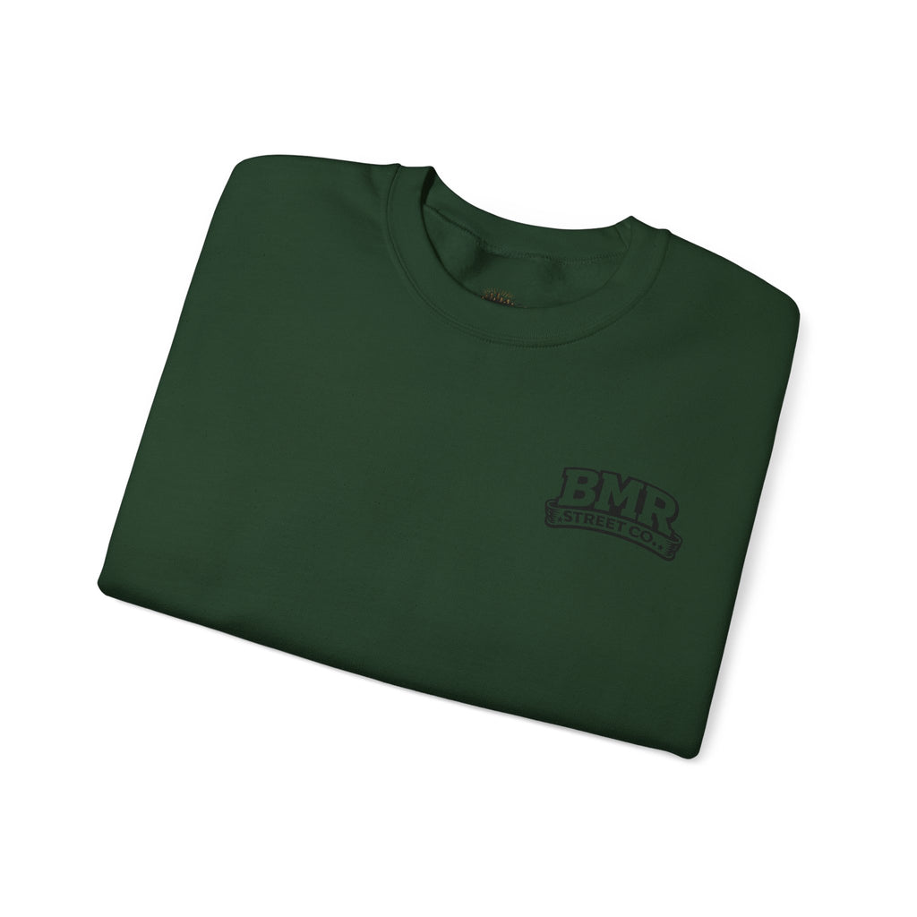 BMR Vintage Crest Crewneck Sweatshirt — White Casual Logo Pullover