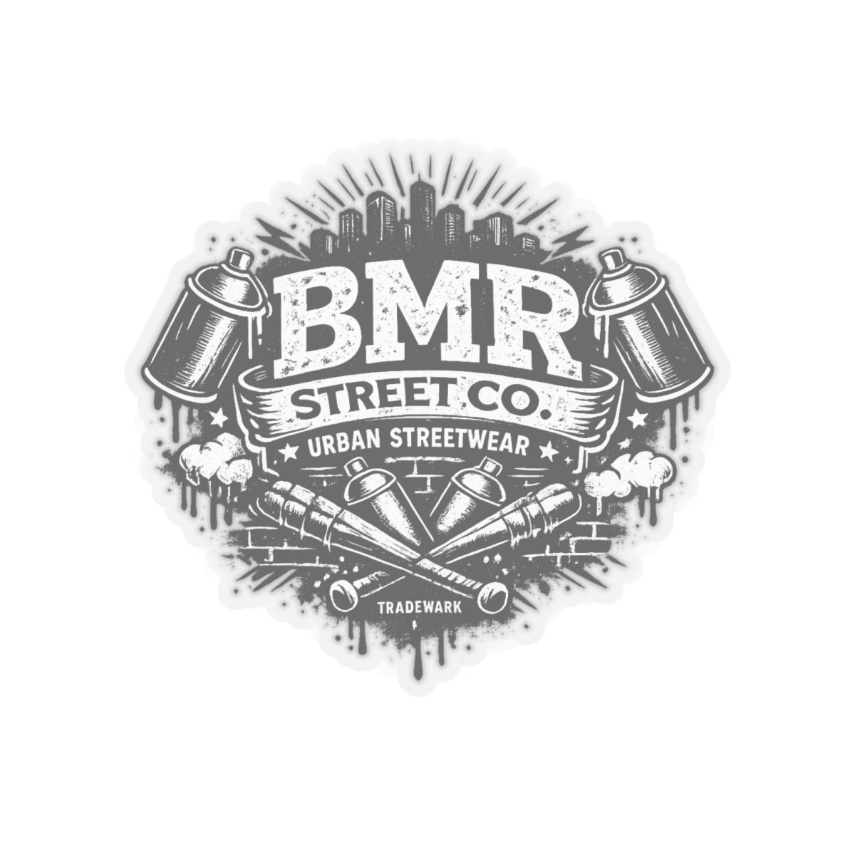 BMR Street Co. Urban Streetwear Kiss-Cut Sticker — Graffiti Spray Can Logo Decal