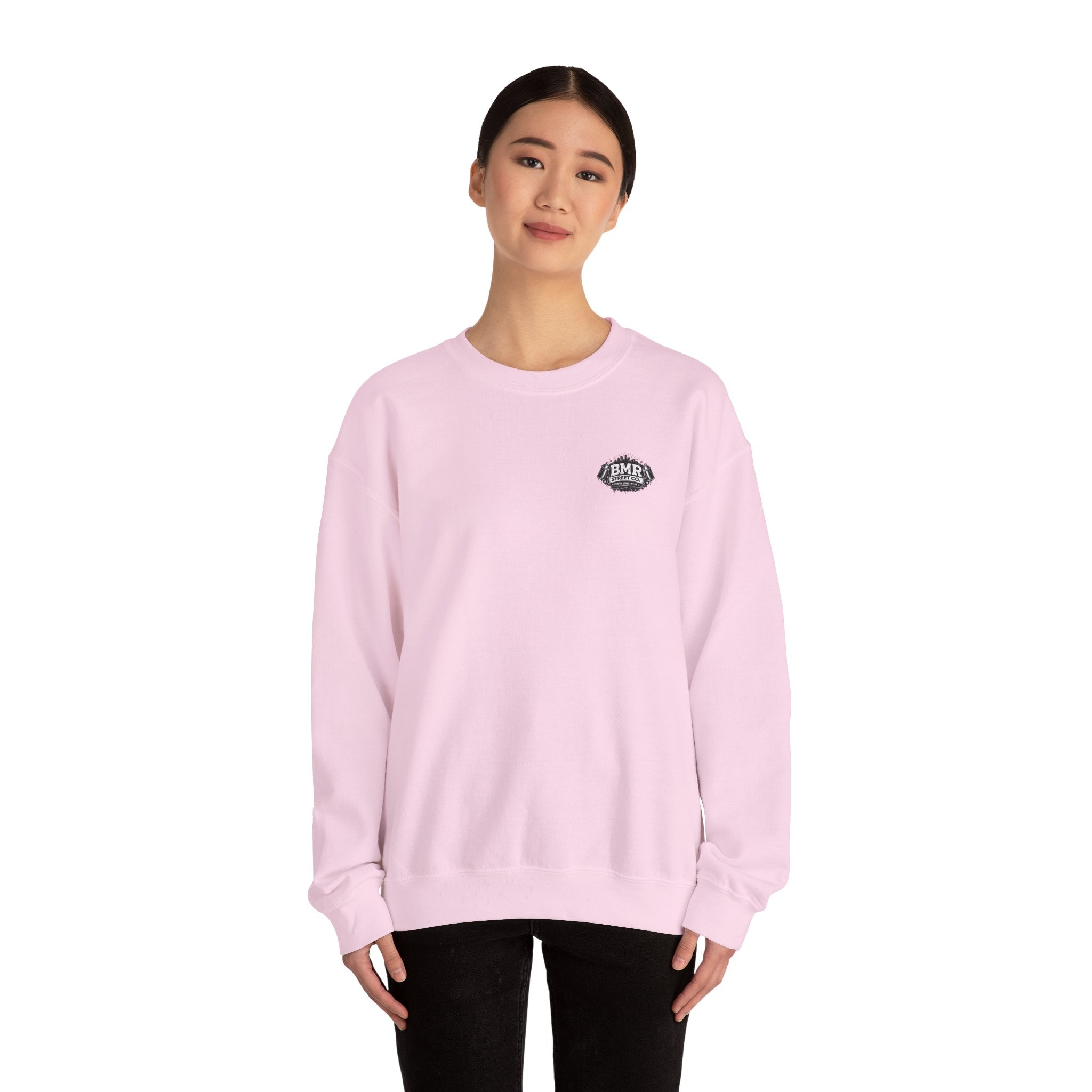 Crewneck Sweatshirt — Minimal 'BMK' Badge Chest Logo, Casual Unisex Pullover